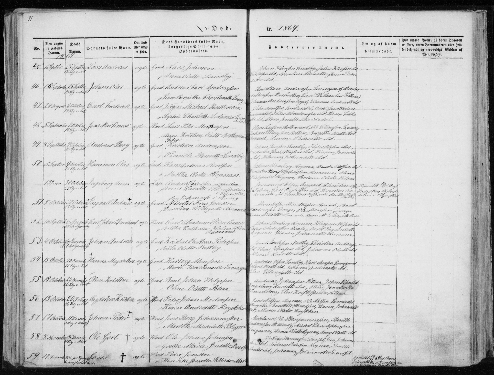 Ministerialprotokoller, klokkerbøker og fødselsregistre - Nordland, SAT/A-1459/847/L0666: Parish register (official) no. 847A06, 1842-1871, p. 91