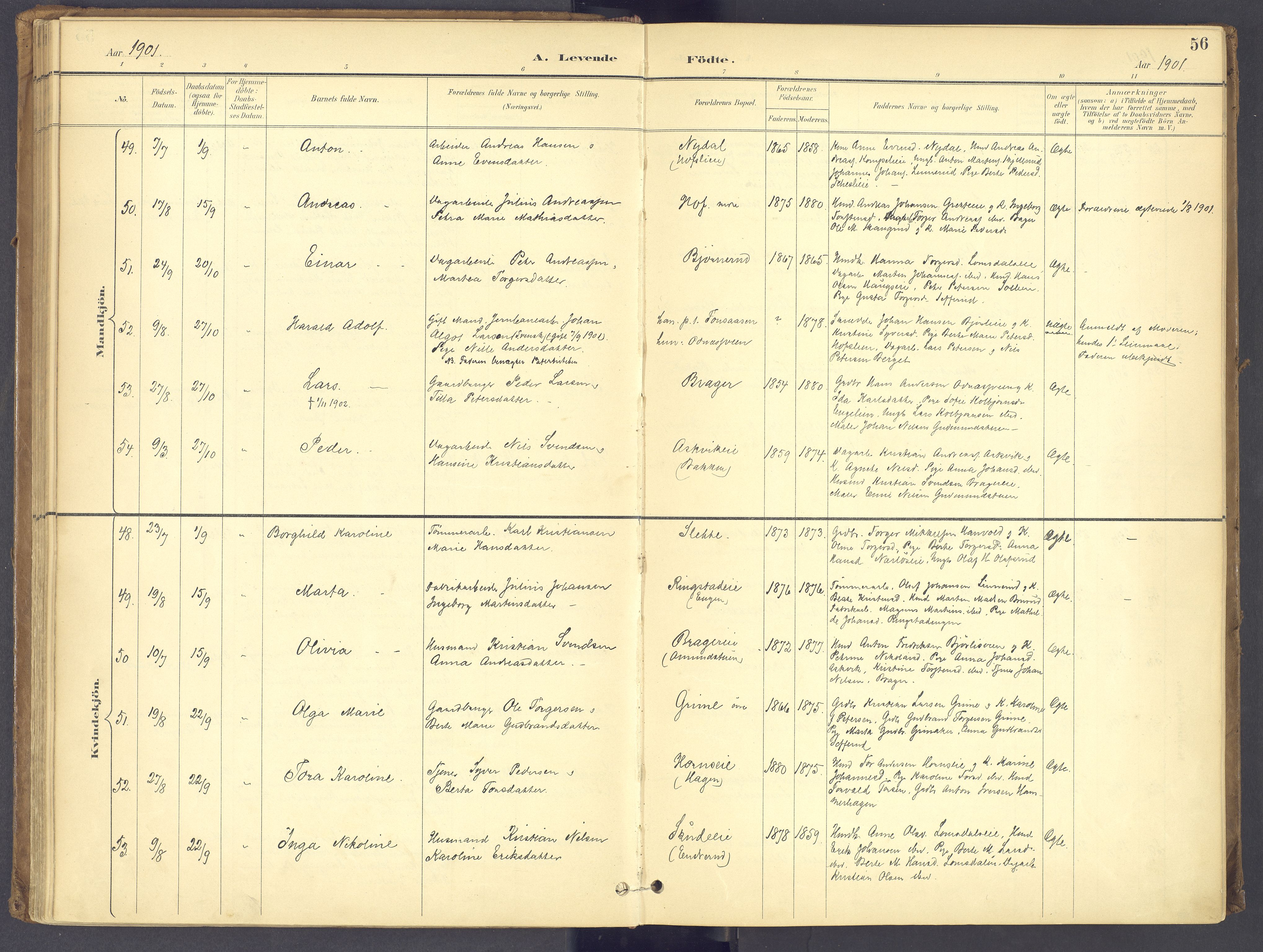 Søndre Land prestekontor, AV/SAH-PREST-122/K/L0006: Parish register (official) no. 6, 1895-1904, p. 56