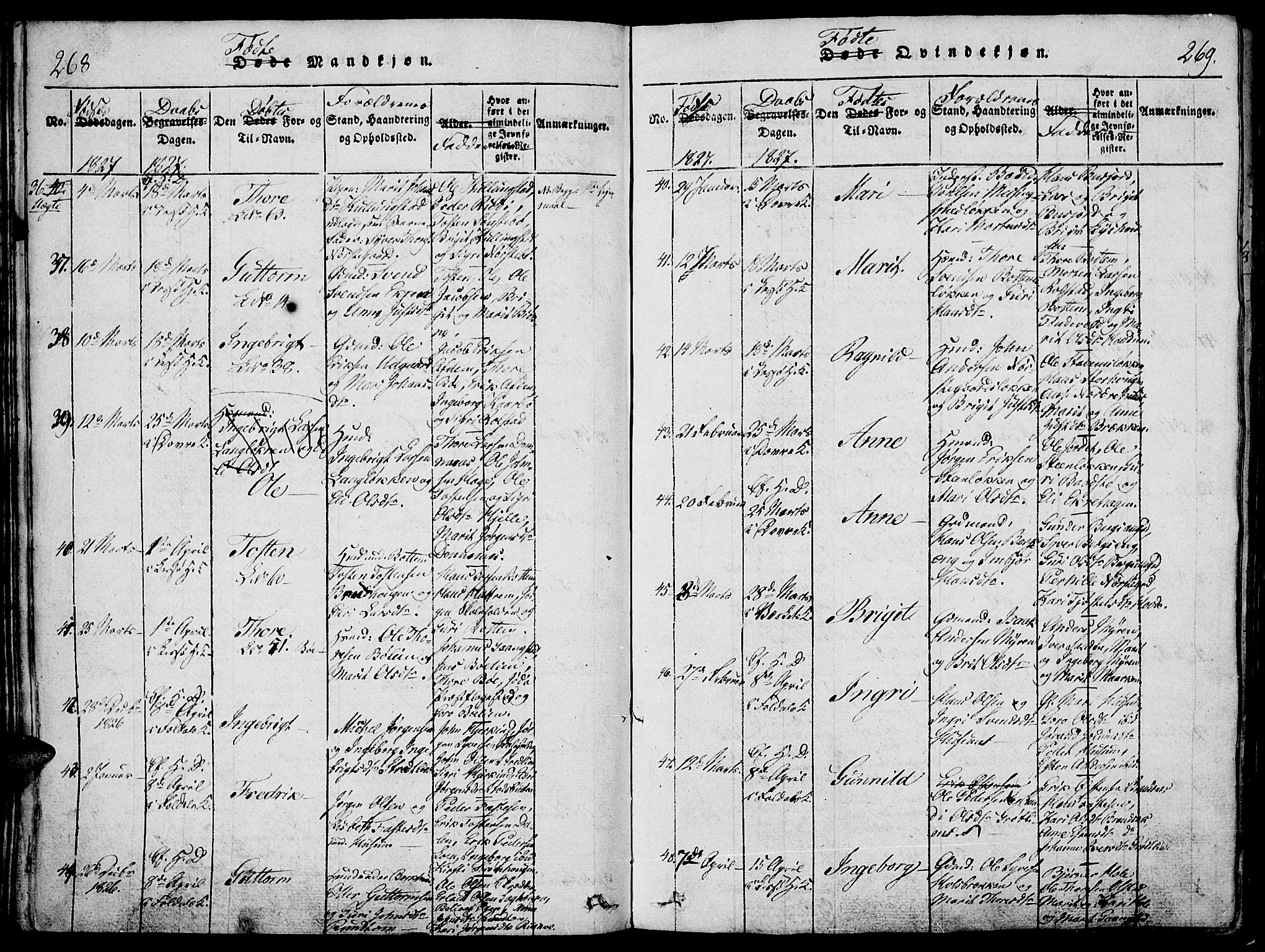 Lesja prestekontor, SAH/PREST-068/H/Ha/Haa/L0004: Parish register (official) no. 4, 1820-1829, p. 268-269