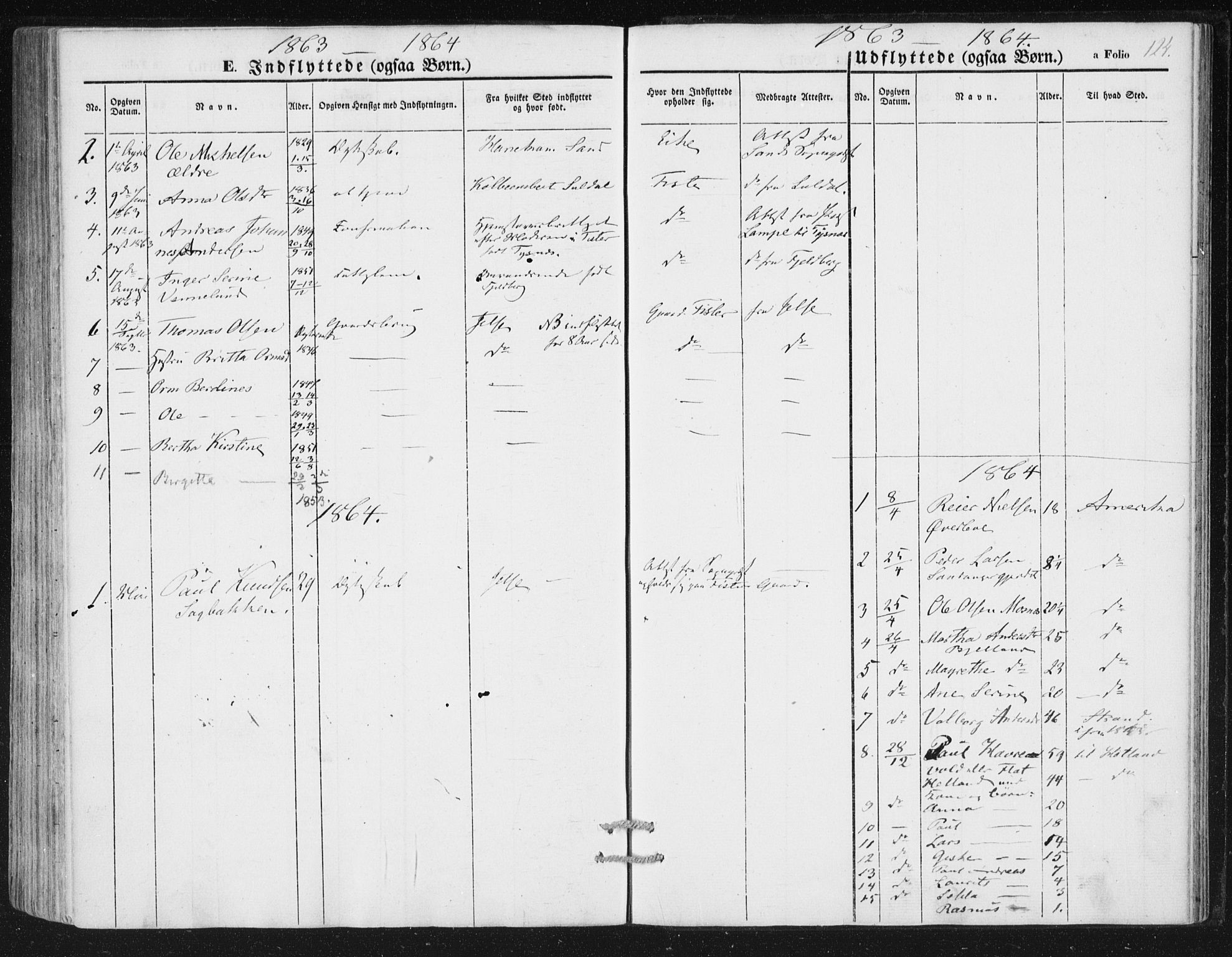 Hjelmeland sokneprestkontor, SAST/A-101843/01/IV/L0010: Parish register (official) no. A 10, 1851-1871, p. 124