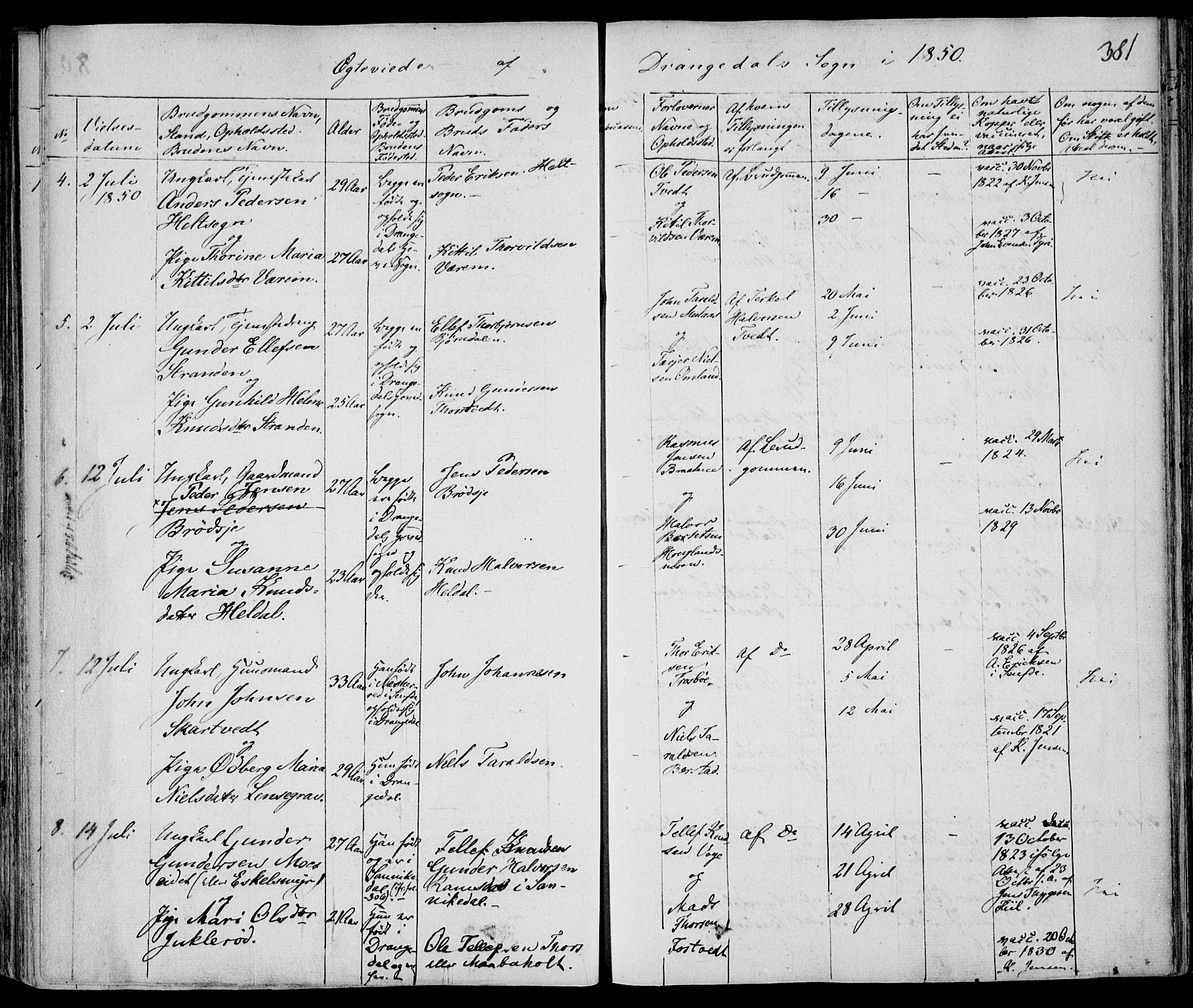 Drangedal kirkebøker, AV/SAKO-A-258/F/Fa/L0007a: Parish register (official) no. 7a, 1837-1856, p. 381