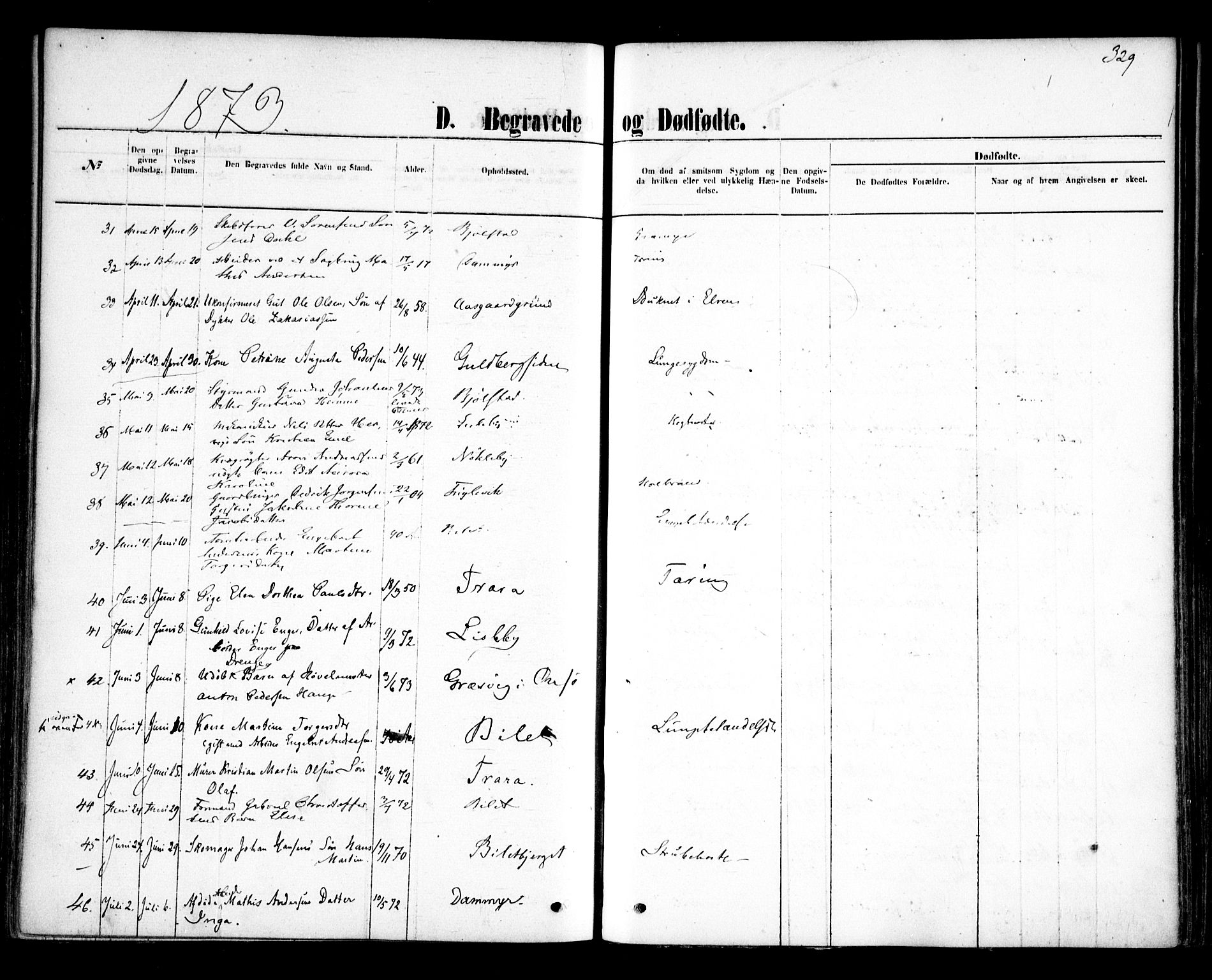 Glemmen prestekontor Kirkebøker, AV/SAO-A-10908/F/Fa/L0009: Parish register (official) no. 9, 1871-1878, p. 329