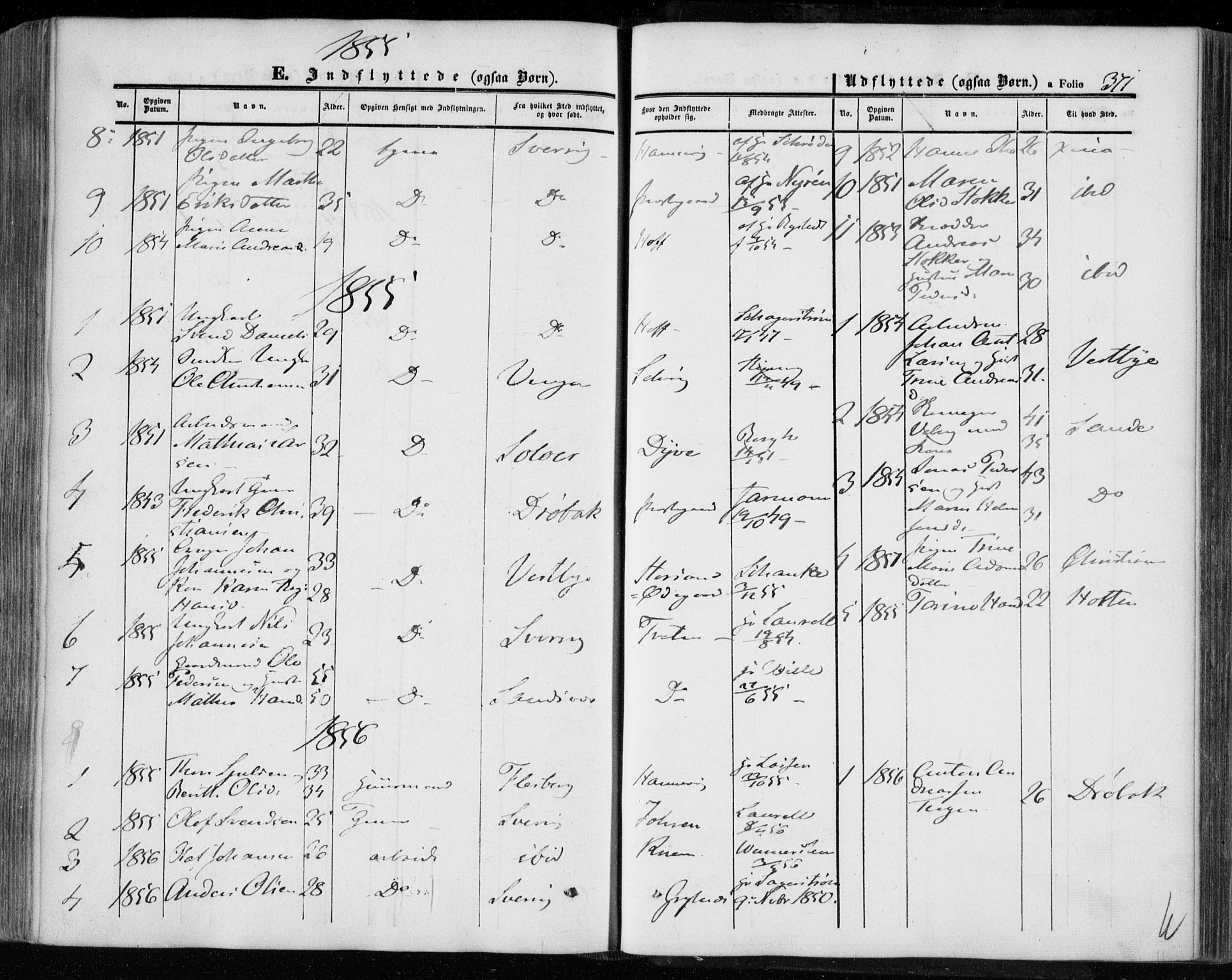 Hurum kirkebøker, SAKO/A-229/F/Fa/L0011: Parish register (official) no. 11, 1847-1860, p. 371