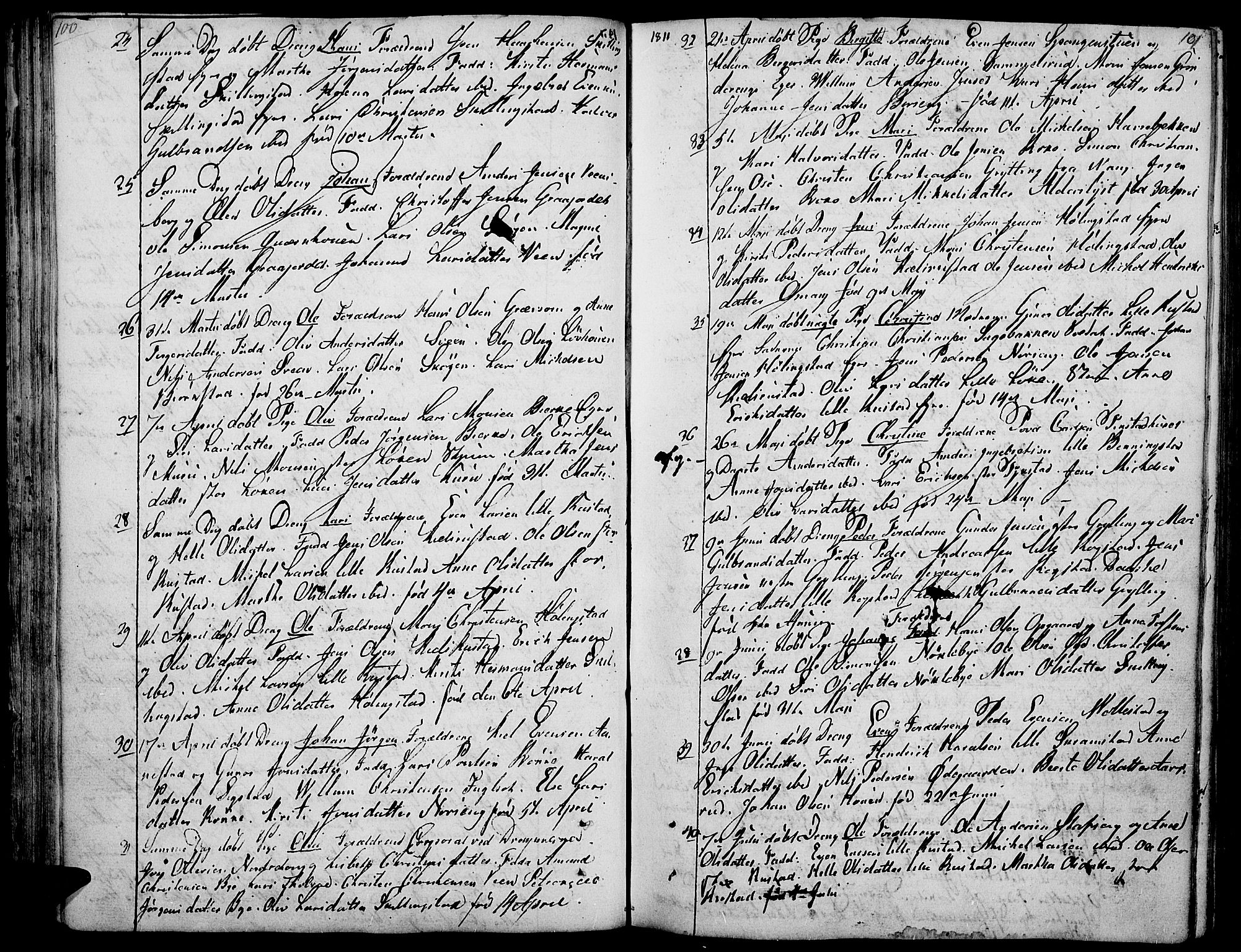 Løten prestekontor, AV/SAH-PREST-022/K/Ka/L0004: Parish register (official) no. 4, 1801-1814, p. 100-101