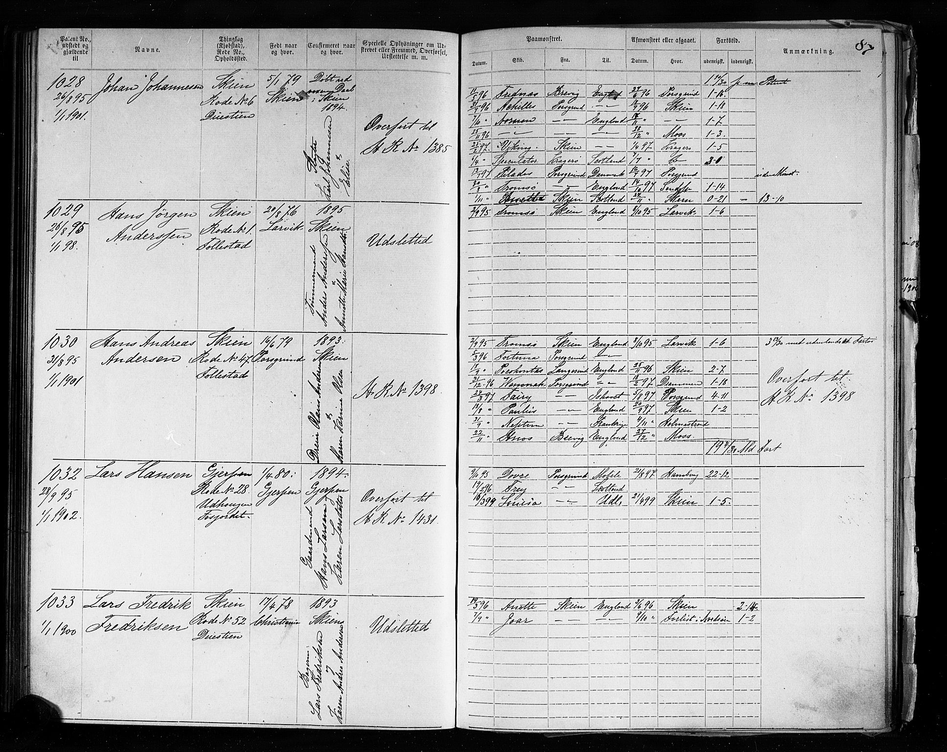 Skien innrulleringskontor, AV/SAKO-A-832/F/Fc/L0004: Annotasjonsrulle, 1879-1899, p. 90