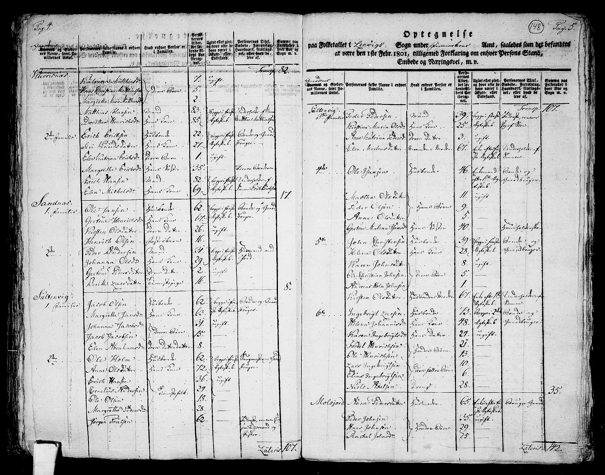 RA, 1801 census for 1931P Lenvik, 1801, p. 147b-148a