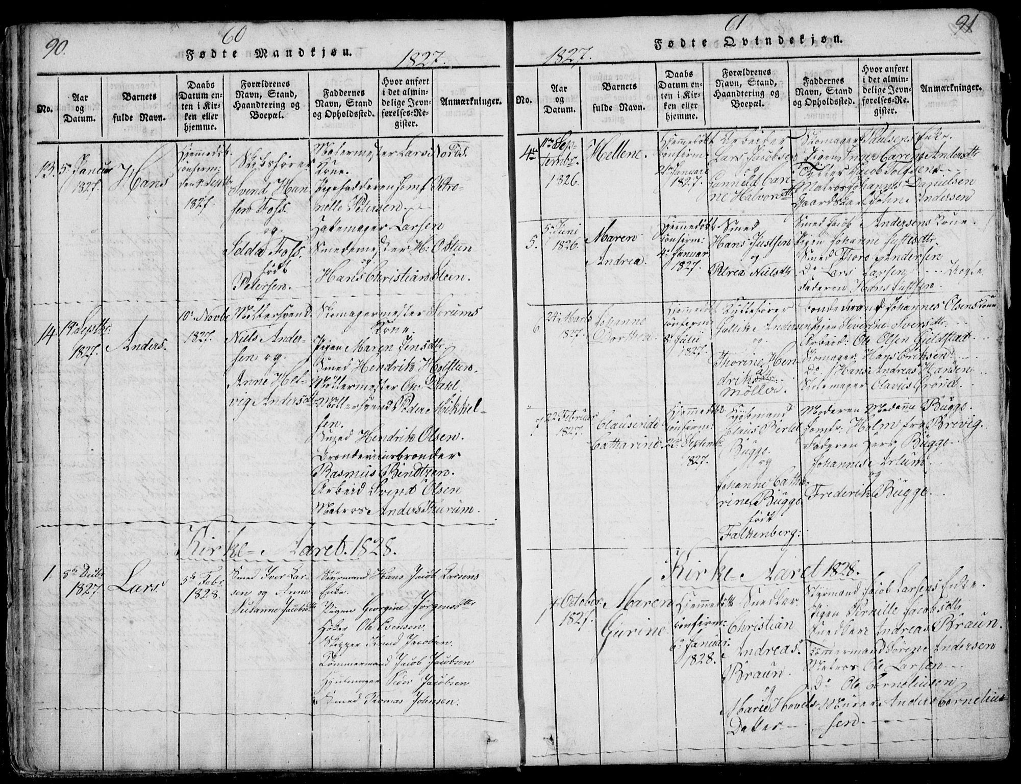 Larvik kirkebøker, AV/SAKO-A-352/F/Fb/L0002: Parish register (official) no. II 2, 1818-1842, p. 90-91