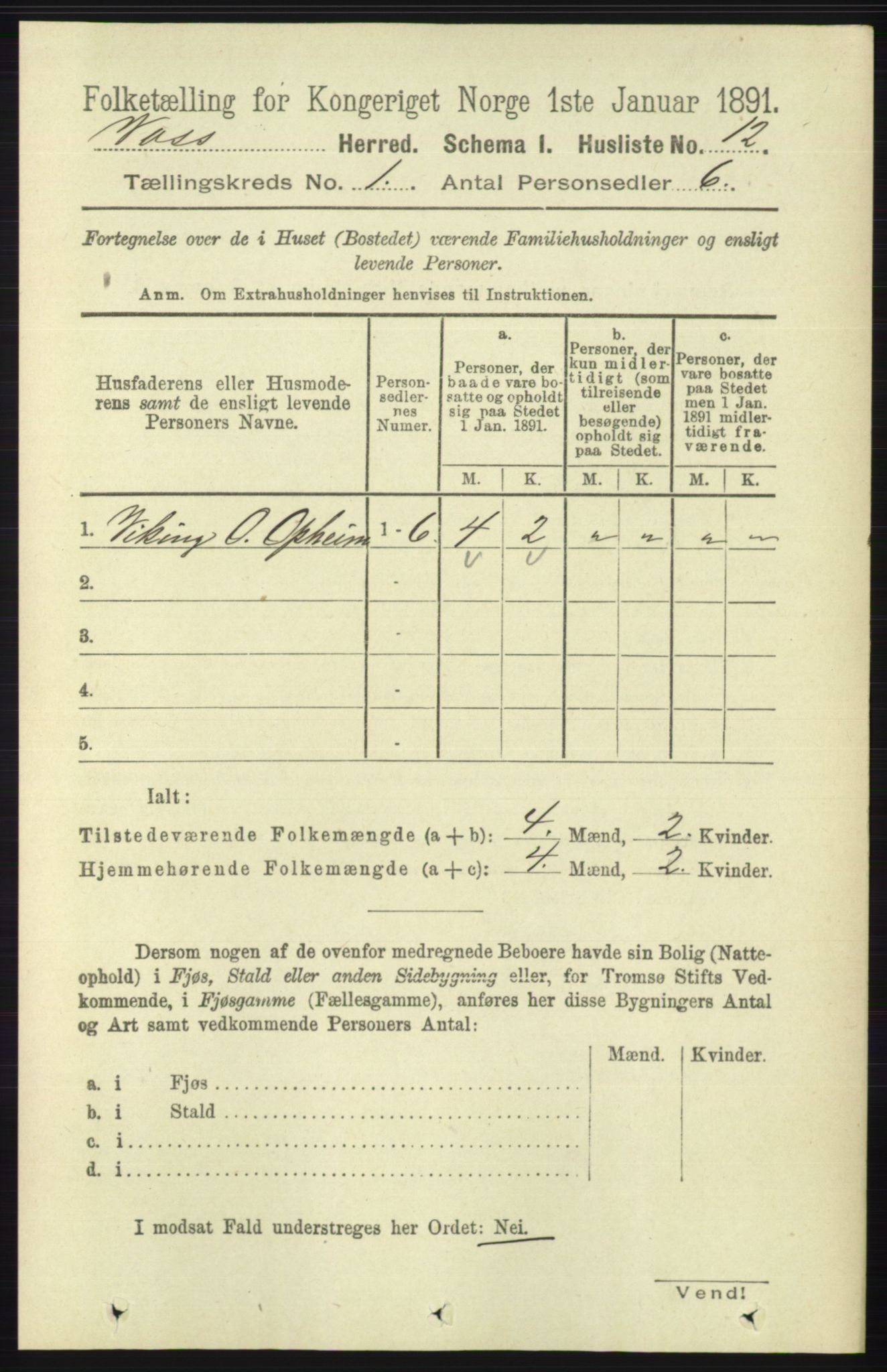 RA, 1891 census for 1235 Voss, 1891, p. 51