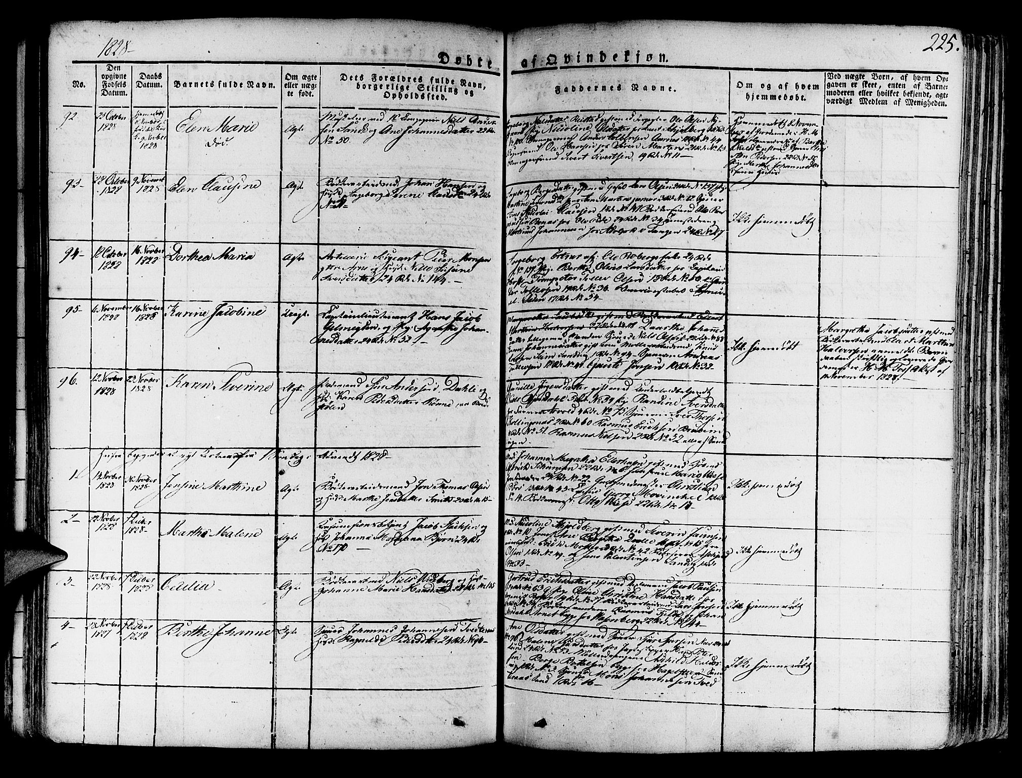 Korskirken sokneprestembete, SAB/A-76101/H/Haa/L0014: Parish register (official) no. A 14, 1823-1835, p. 225