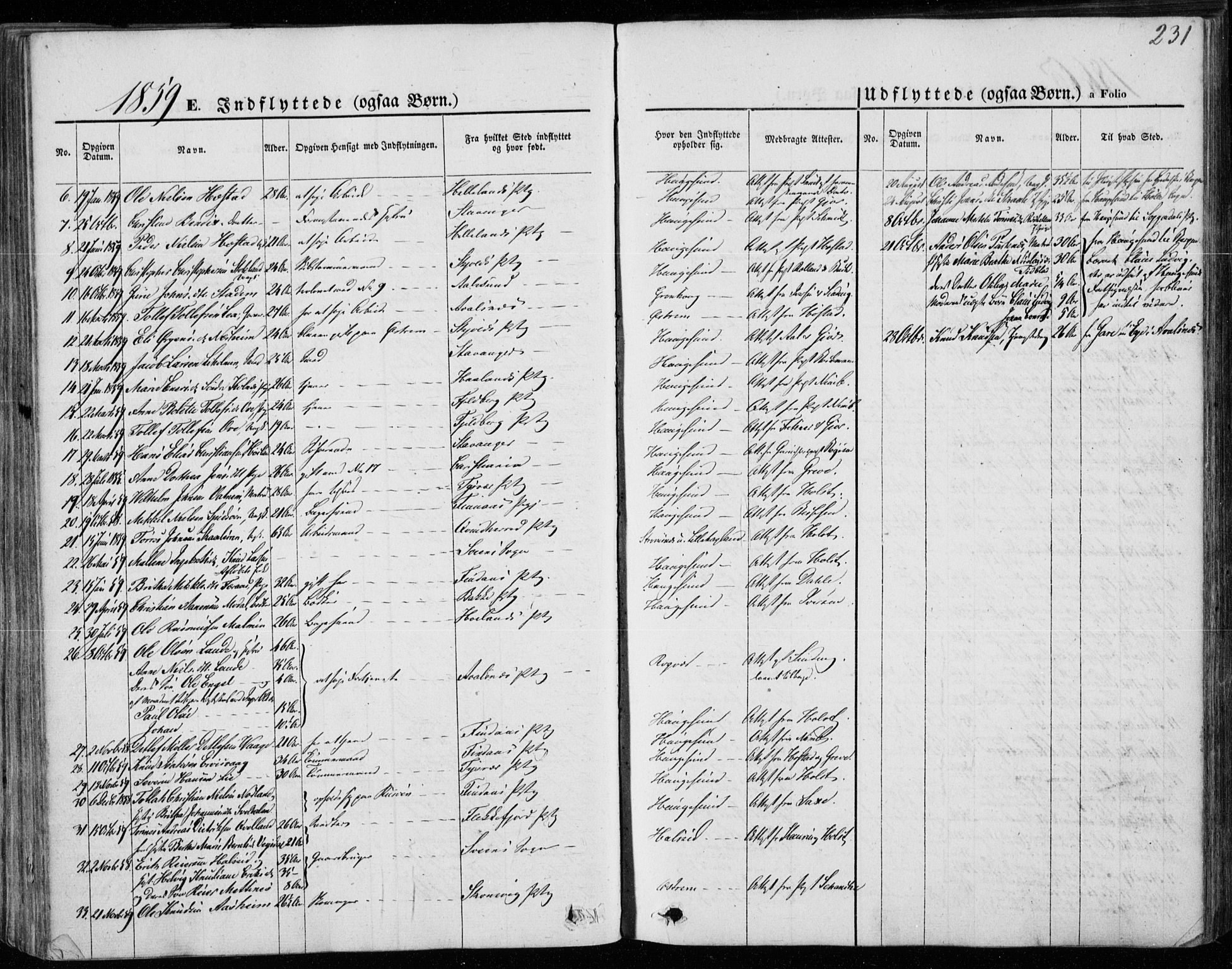 Torvastad sokneprestkontor, AV/SAST-A -101857/H/Ha/Haa/L0011: Parish register (official) no. A 11, 1857-1866, p. 231