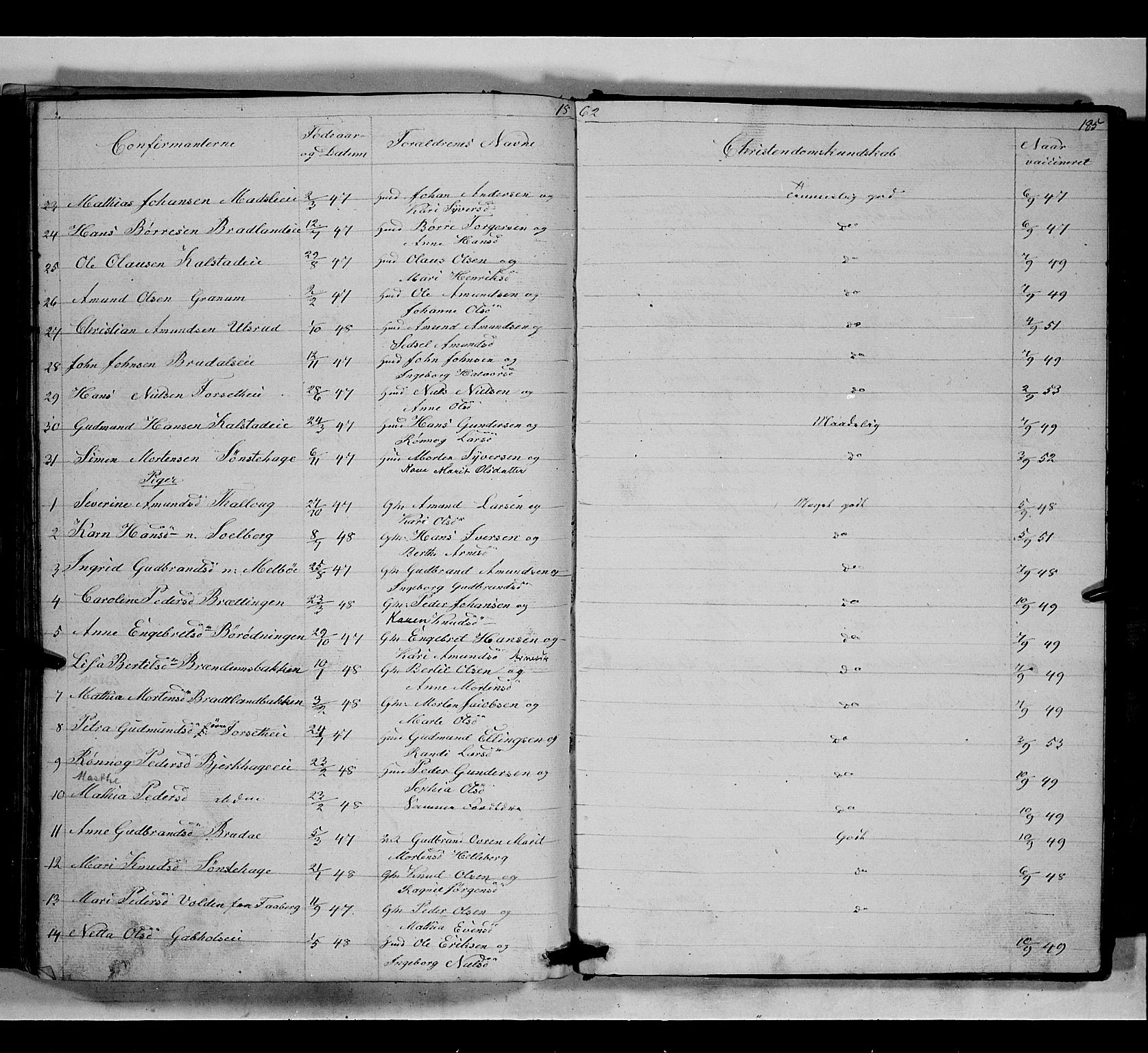 Gausdal prestekontor, SAH/PREST-090/H/Ha/Hab/L0005: Parish register (copy) no. 5, 1846-1867, p. 185