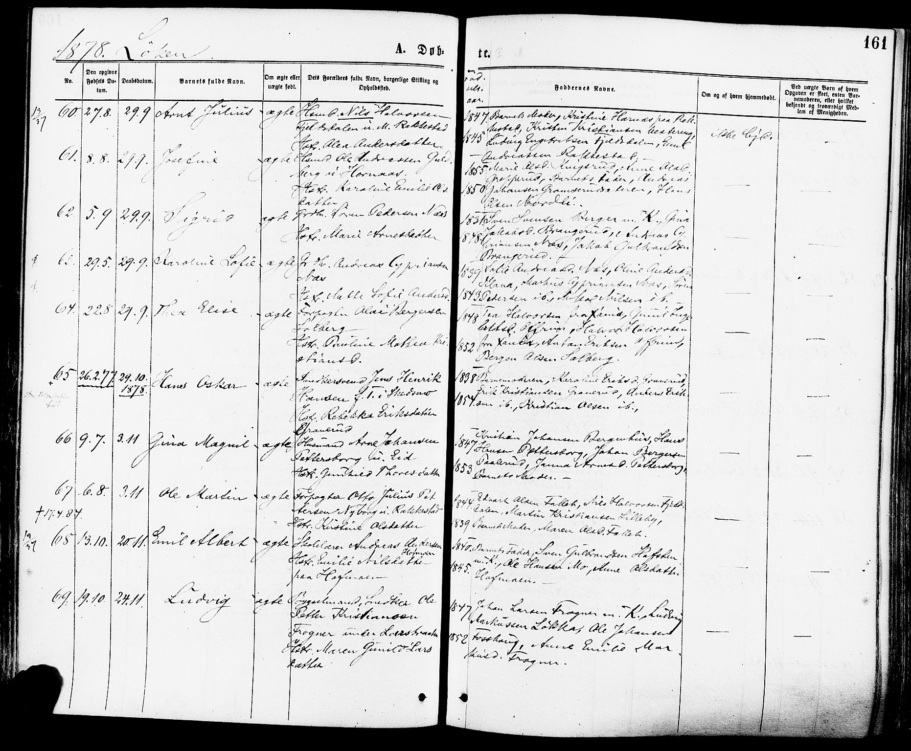 Høland prestekontor Kirkebøker, SAO/A-10346a/F/Fa/L0012.a: Parish register (official) no. I 12A, 1869-1879, p. 161