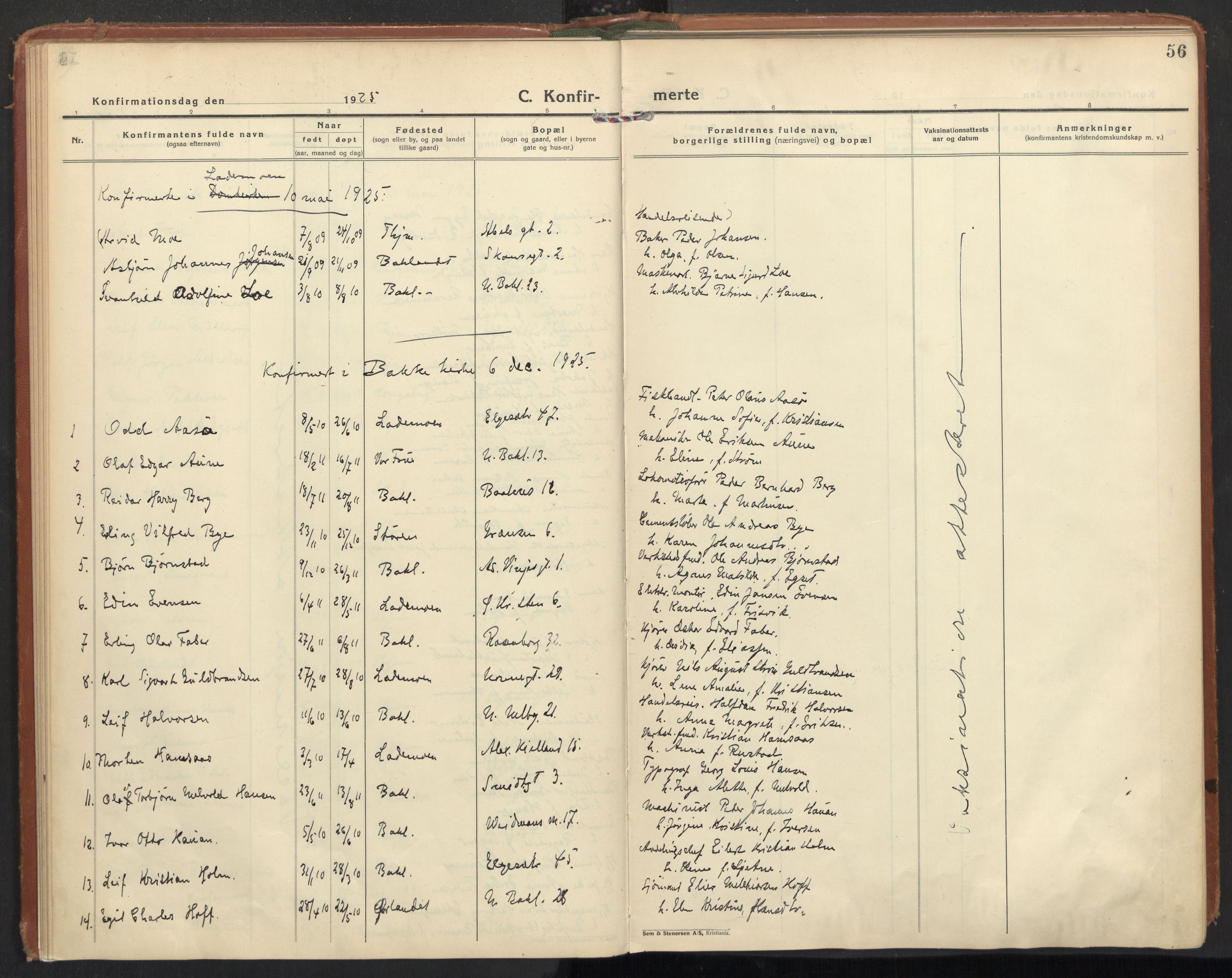 Ministerialprotokoller, klokkerbøker og fødselsregistre - Sør-Trøndelag, AV/SAT-A-1456/604/L0208: Parish register (official) no. 604A28, 1923-1937, p. 56