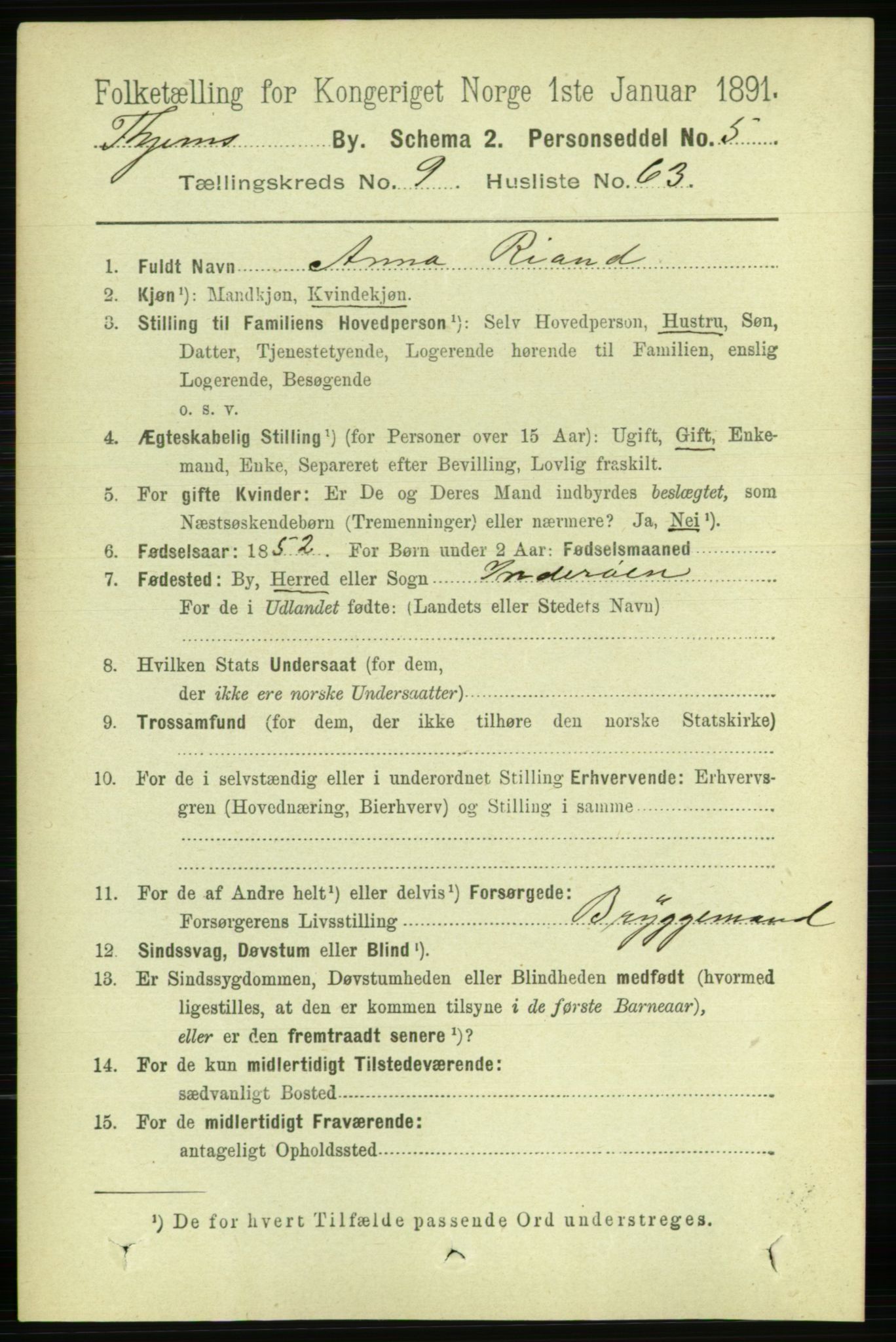 RA, 1891 census for 1601 Trondheim, 1891, p. 8319