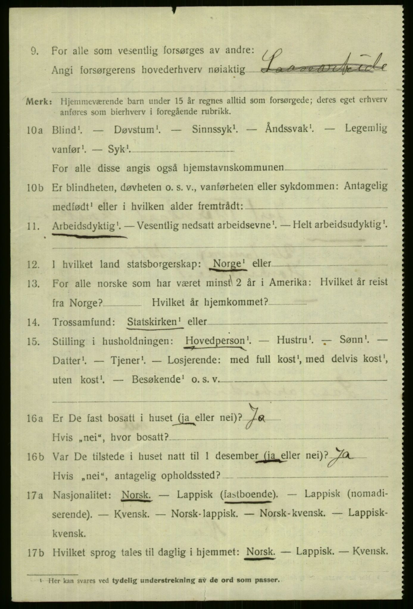 SATØ, 1920 census for Hammerfest, 1920, p. 2427