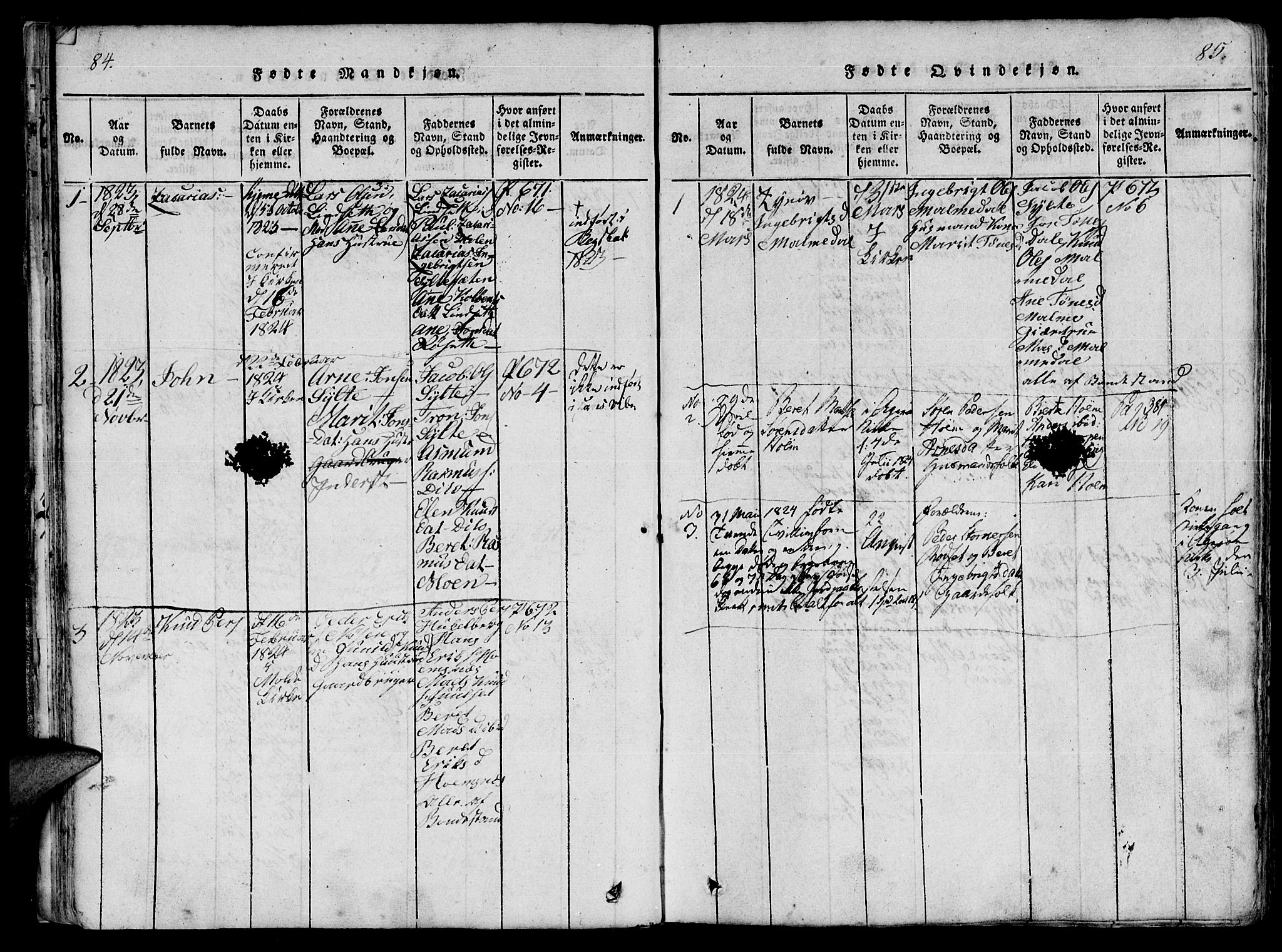 Ministerialprotokoller, klokkerbøker og fødselsregistre - Møre og Romsdal, AV/SAT-A-1454/565/L0747: Parish register (official) no. 565A01, 1817-1844, p. 84-85