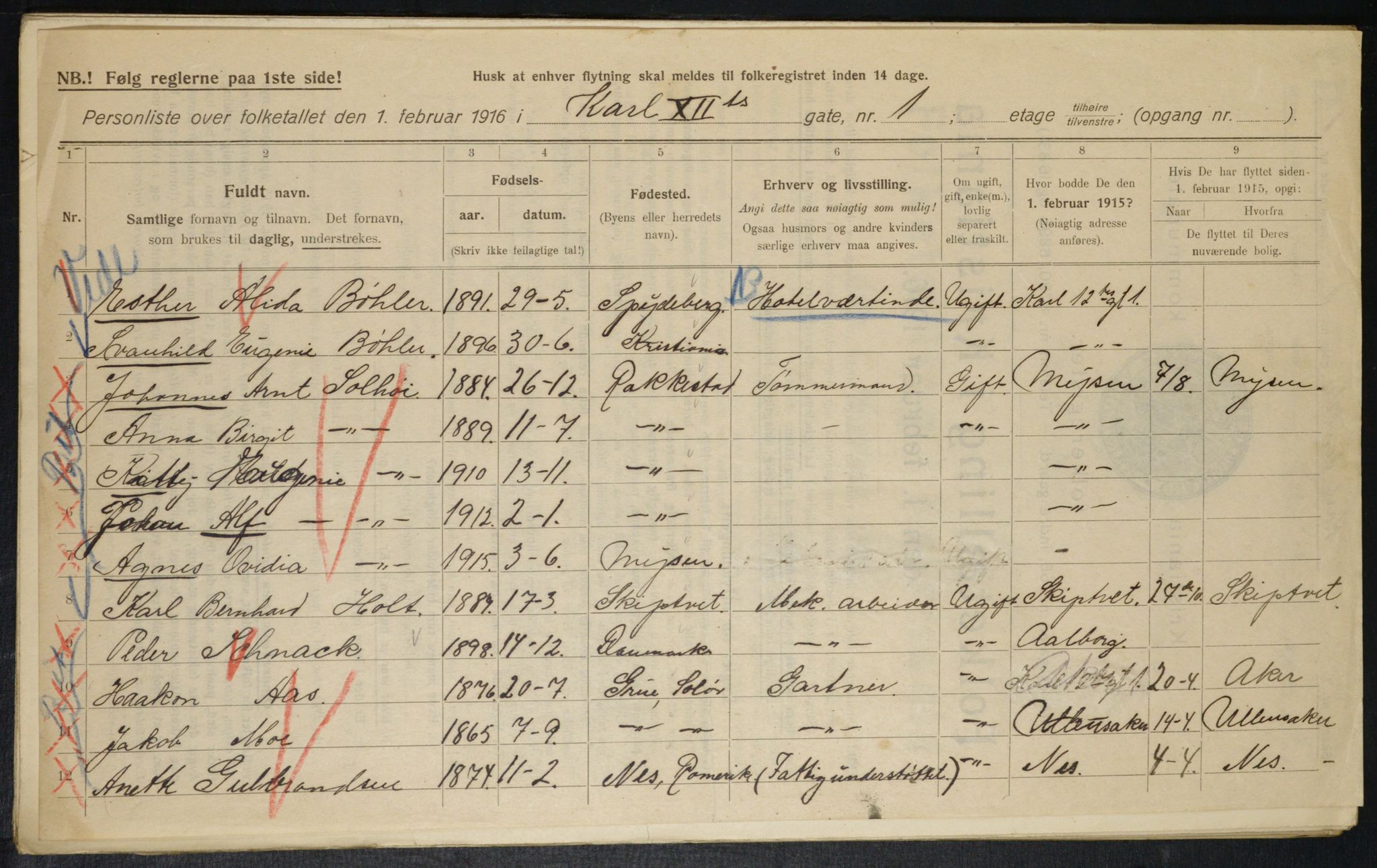 OBA, Municipal Census 1916 for Kristiania, 1916, p. 49327