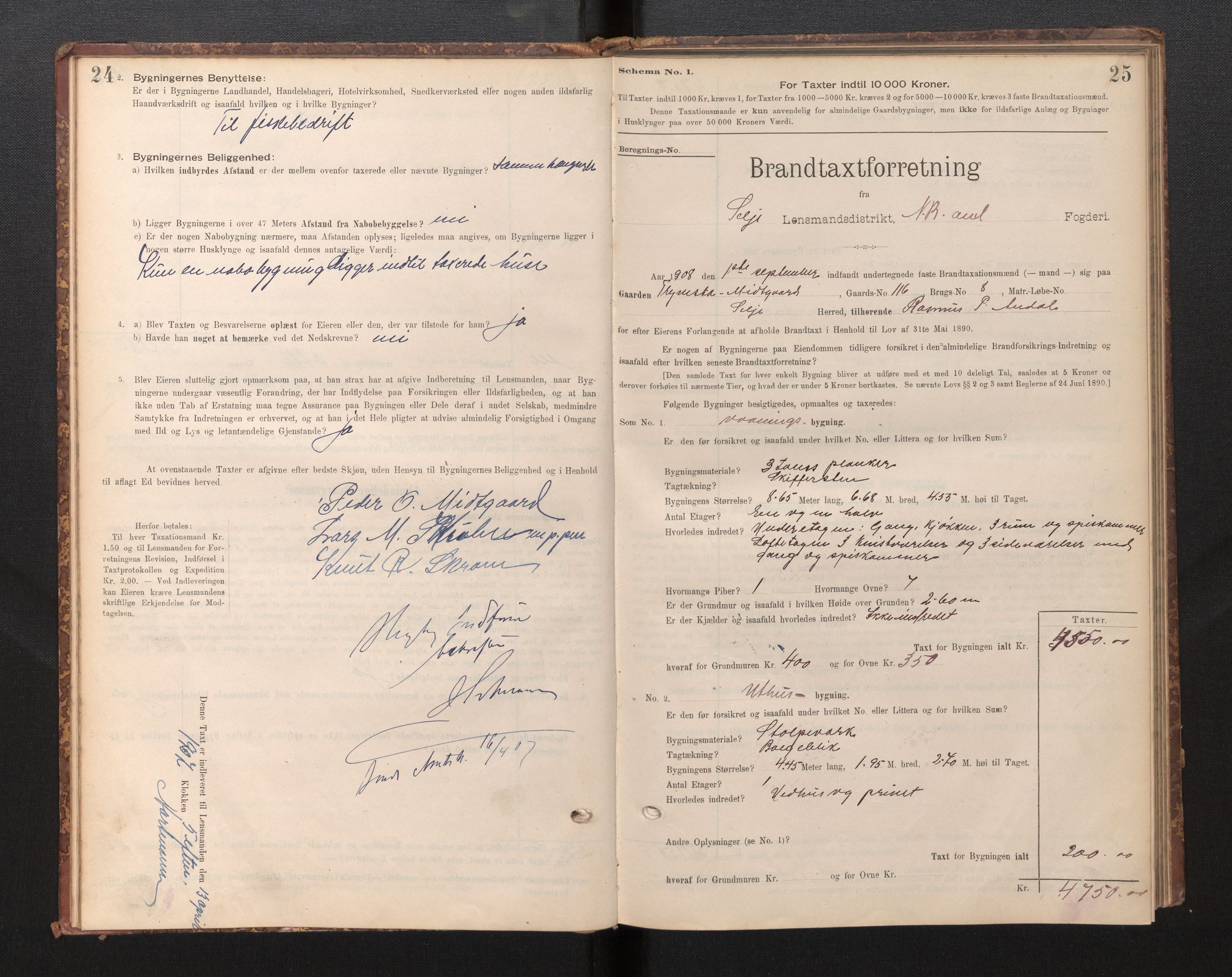Lensmannen i Selje, SAB/A-29701/0012/L0003: Branntakstprotokoll, skjematakst, 1895-1929, p. 24-25