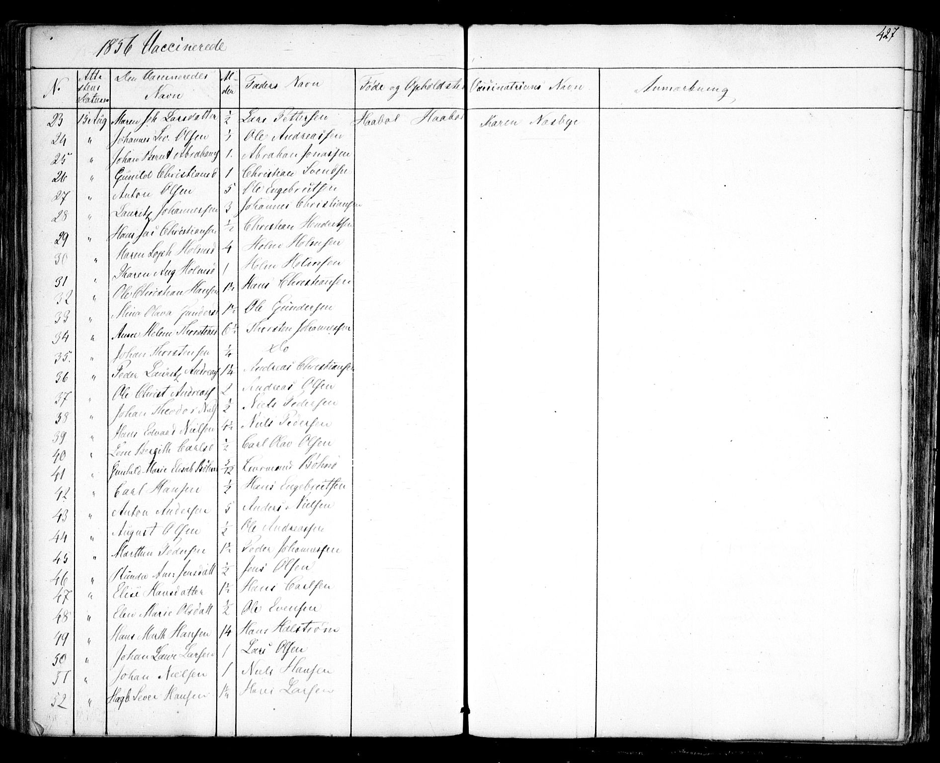 Hobøl prestekontor Kirkebøker, AV/SAO-A-2002/F/Fa/L0003: Parish register (official) no. I 3, 1842-1864, p. 427