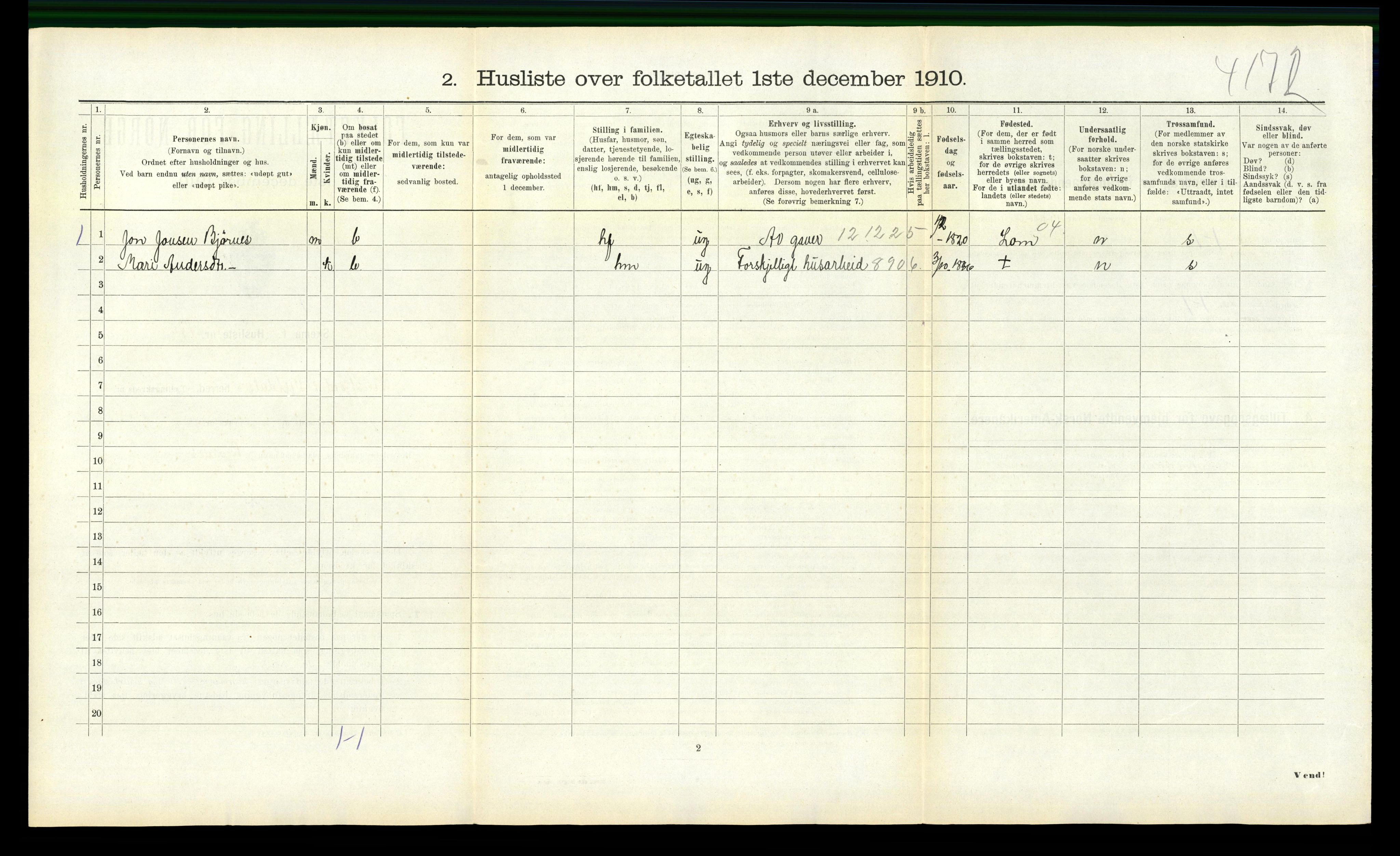 RA, 1910 census for Eresfjord og Vistdal, 1910, p. 312