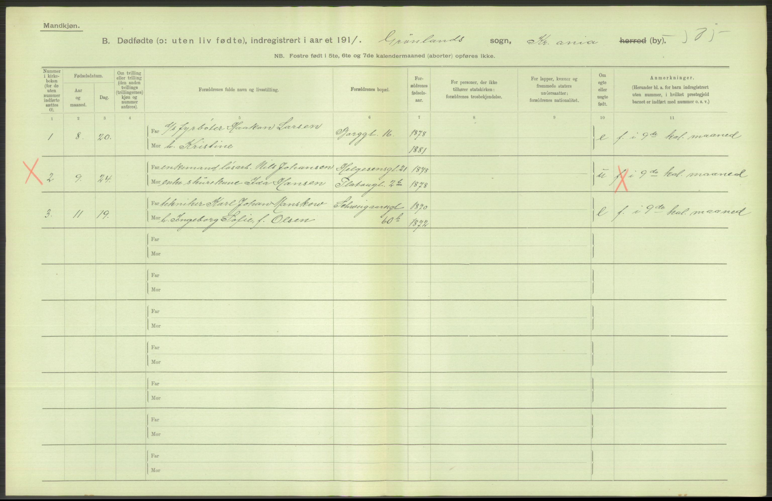 Statistisk sentralbyrå, Sosiodemografiske emner, Befolkning, RA/S-2228/D/Df/Dfb/Dfba/L0010: Kristiania: Døde kvinner samt dødfødte., 1911, p. 64