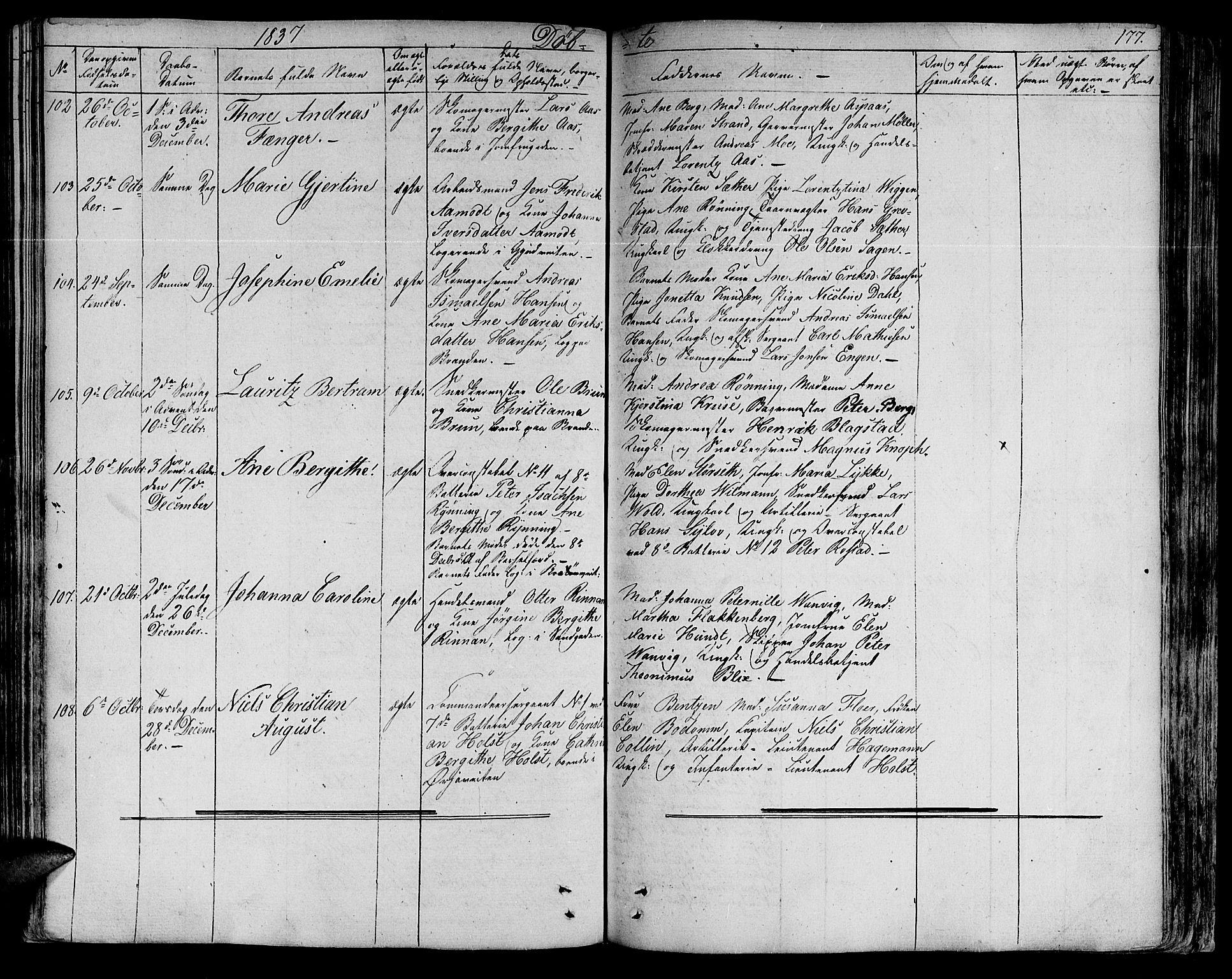 Ministerialprotokoller, klokkerbøker og fødselsregistre - Sør-Trøndelag, SAT/A-1456/602/L0108: Parish register (official) no. 602A06, 1821-1839, p. 177