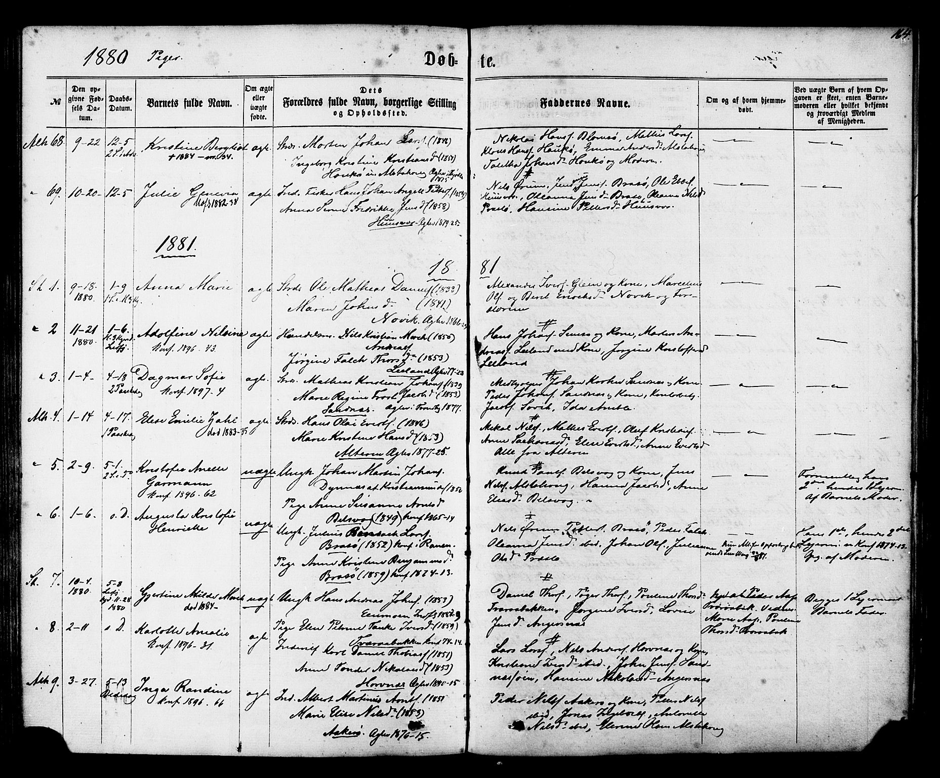 Ministerialprotokoller, klokkerbøker og fødselsregistre - Nordland, AV/SAT-A-1459/830/L0449: Parish register (official) no. 830A13, 1866-1886, p. 164