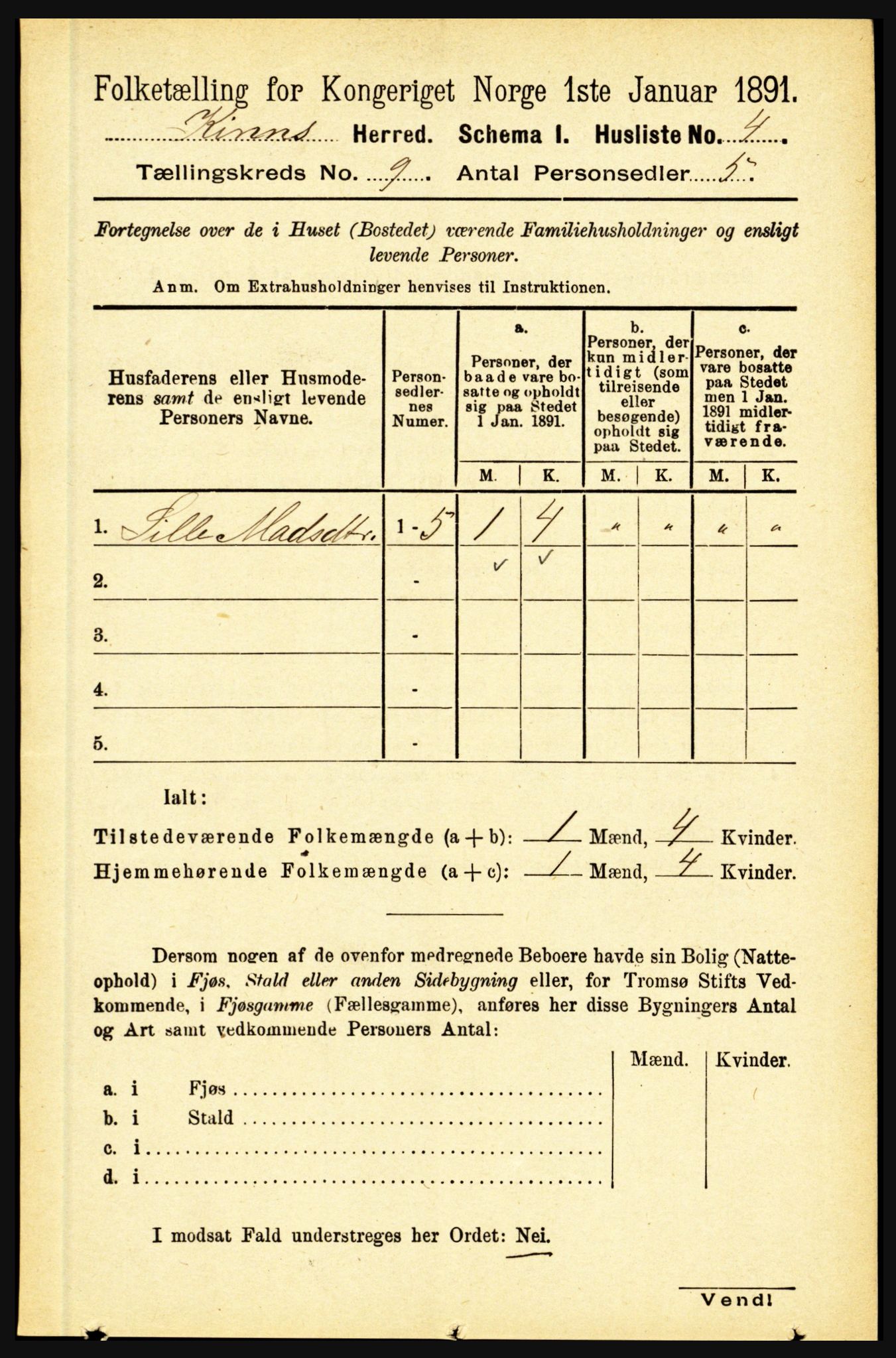 RA, 1891 census for 1437 Kinn, 1891, p. 3403