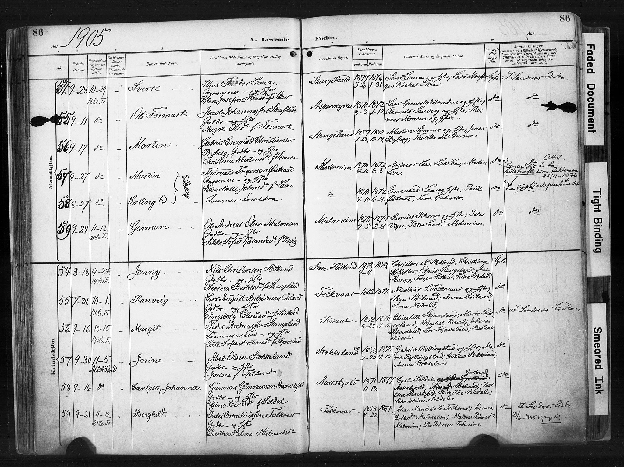 Høyland sokneprestkontor, AV/SAST-A-101799/001/30BA/L0015: Parish register (official) no. A 14, 1899-1911, p. 86