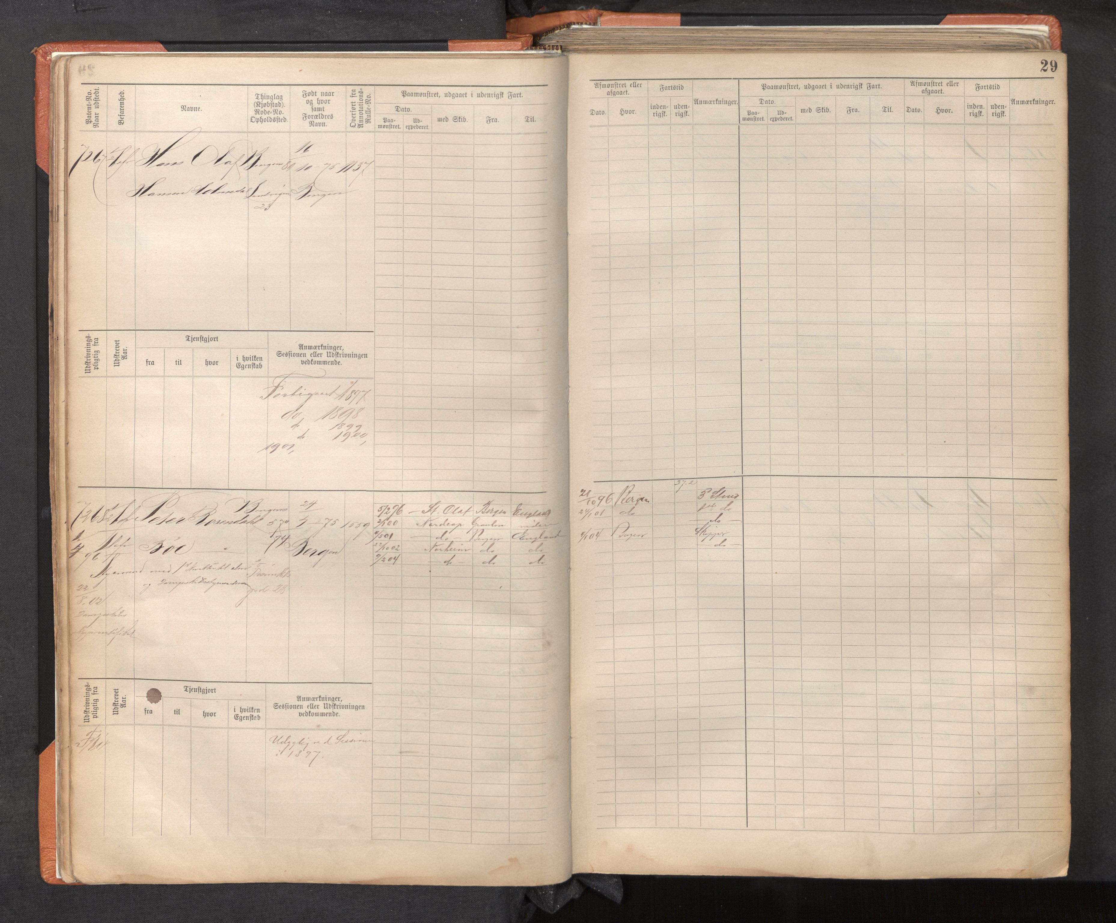 Innrulleringssjefen i Bergen, AV/SAB-A-100050/F/Fc/L0012: Sjøfartshovedrulle, nr. 7211 - 8168, 1895-1900, p. 29