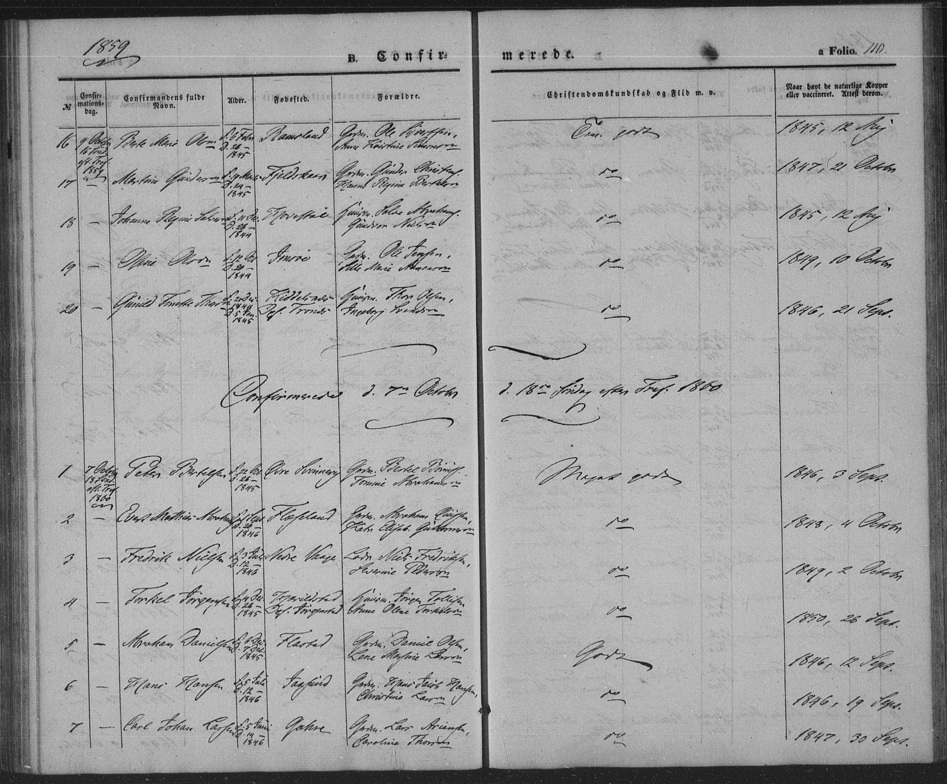 Sør-Audnedal sokneprestkontor, AV/SAK-1111-0039/F/Fa/Faa/L0002: Parish register (official) no. A 2, 1848-1867, p. 110
