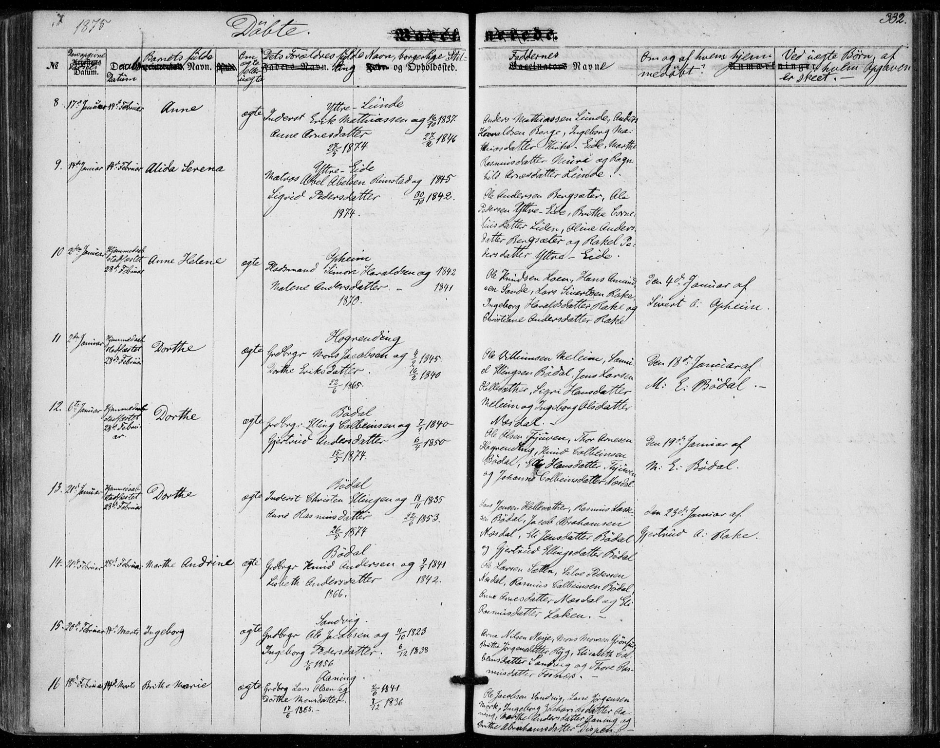 Stryn Sokneprestembete, AV/SAB-A-82501: Parish register (official) no. A 3, 1862-1877, p. 332