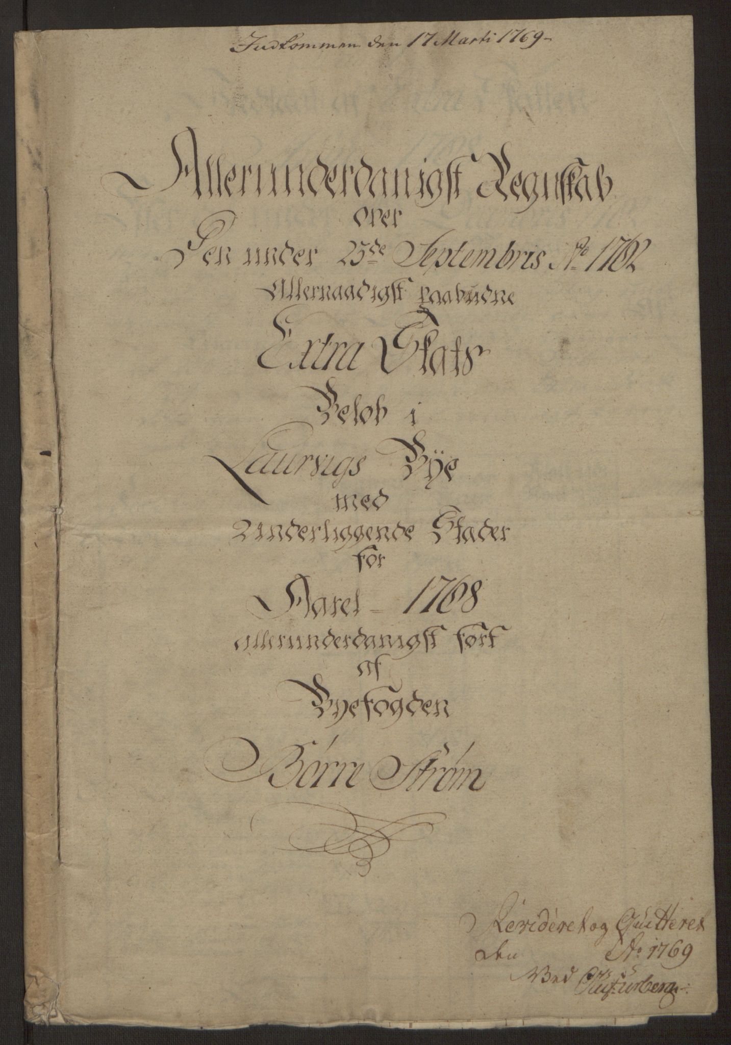 Rentekammeret inntil 1814, Reviderte regnskaper, Byregnskaper, RA/EA-4066/R/Ri/L0183/0001: [I4] Kontribusjonsregnskap / Ekstraskatt, 1762-1768, p. 444