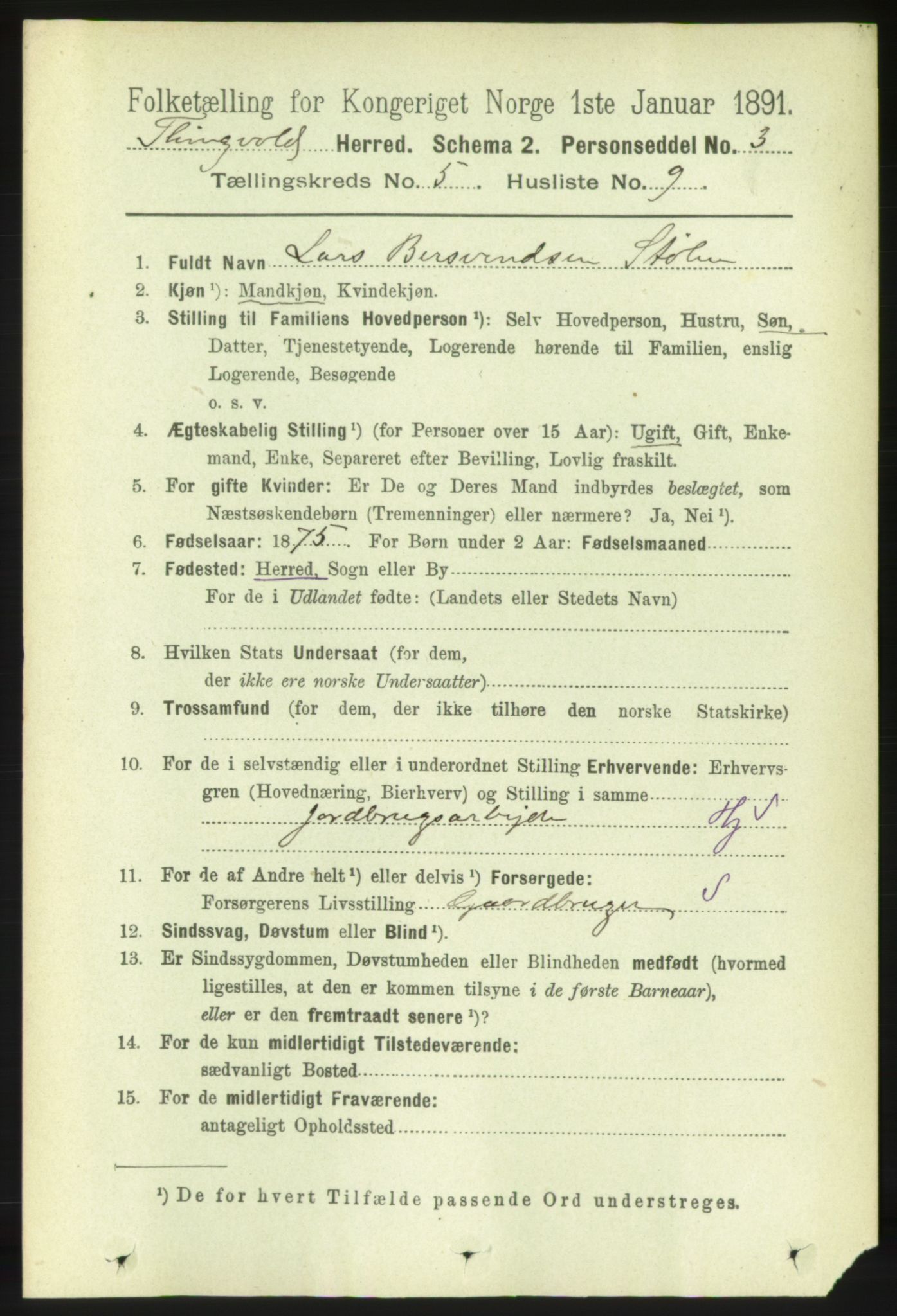 RA, 1891 census for 1560 Tingvoll, 1891, p. 2104