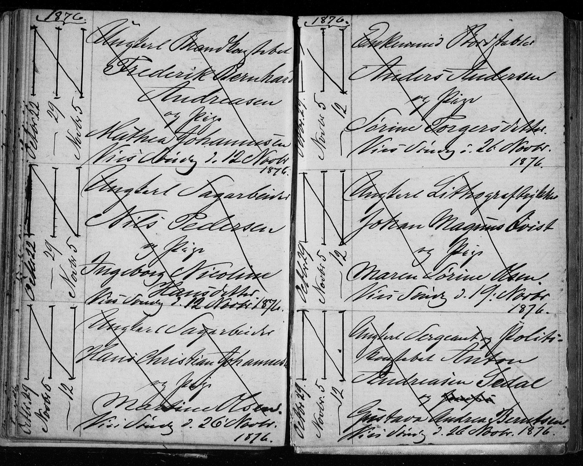 Bragernes kirkebøker, AV/SAKO-A-6/H/Ha/L0006: Banns register no. 6, 1873-1896