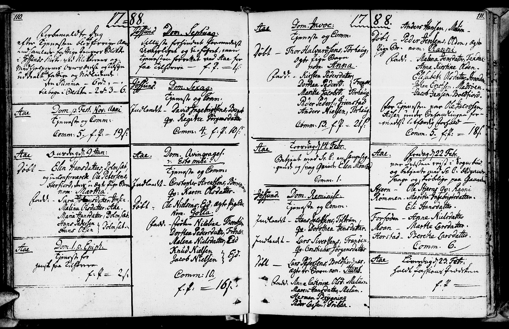 Ministerialprotokoller, klokkerbøker og fødselsregistre - Sør-Trøndelag, SAT/A-1456/655/L0673: Parish register (official) no. 655A02, 1780-1801, p. 110-111