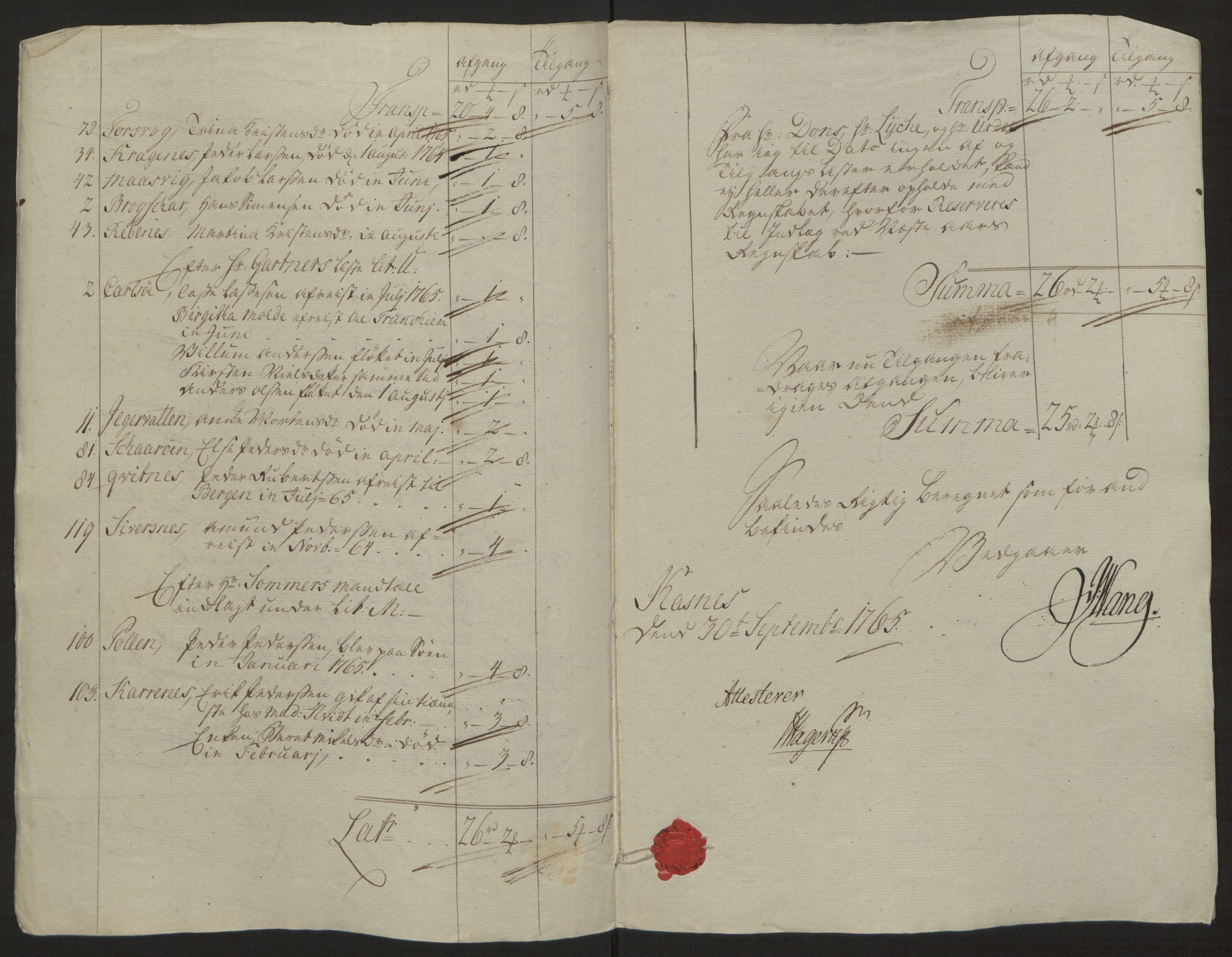 Rentekammeret inntil 1814, Reviderte regnskaper, Fogderegnskap, AV/RA-EA-4092/R68/L4845: Ekstraskatten Senja og Troms, 1762-1765, p. 553