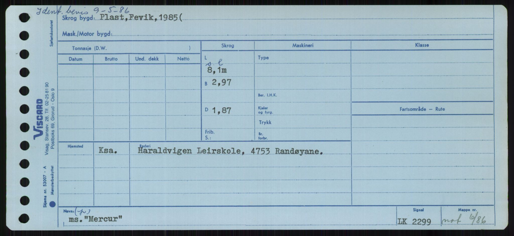 Sjøfartsdirektoratet med forløpere, Skipsmålingen, RA/S-1627/H/Ha/L0004/0001: Fartøy, Mas-R / Fartøy, Mas-Odd, p. 81