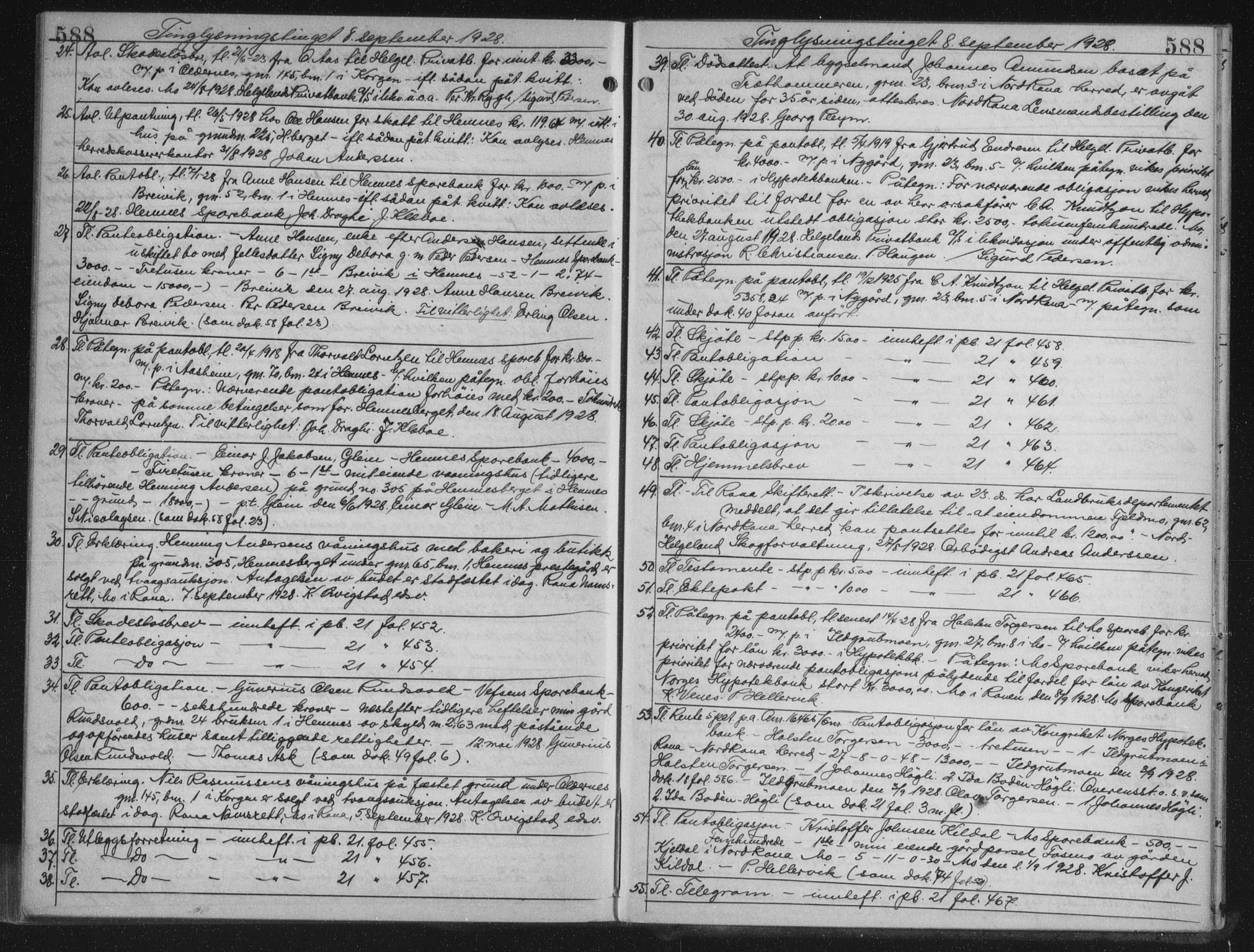 Rana sorenskriveri , AV/SAT-A-1108/1/2/2C/L0018: Mortgage book no. 18, 1923-1928, p. 588, Deed date: 08.09.1928