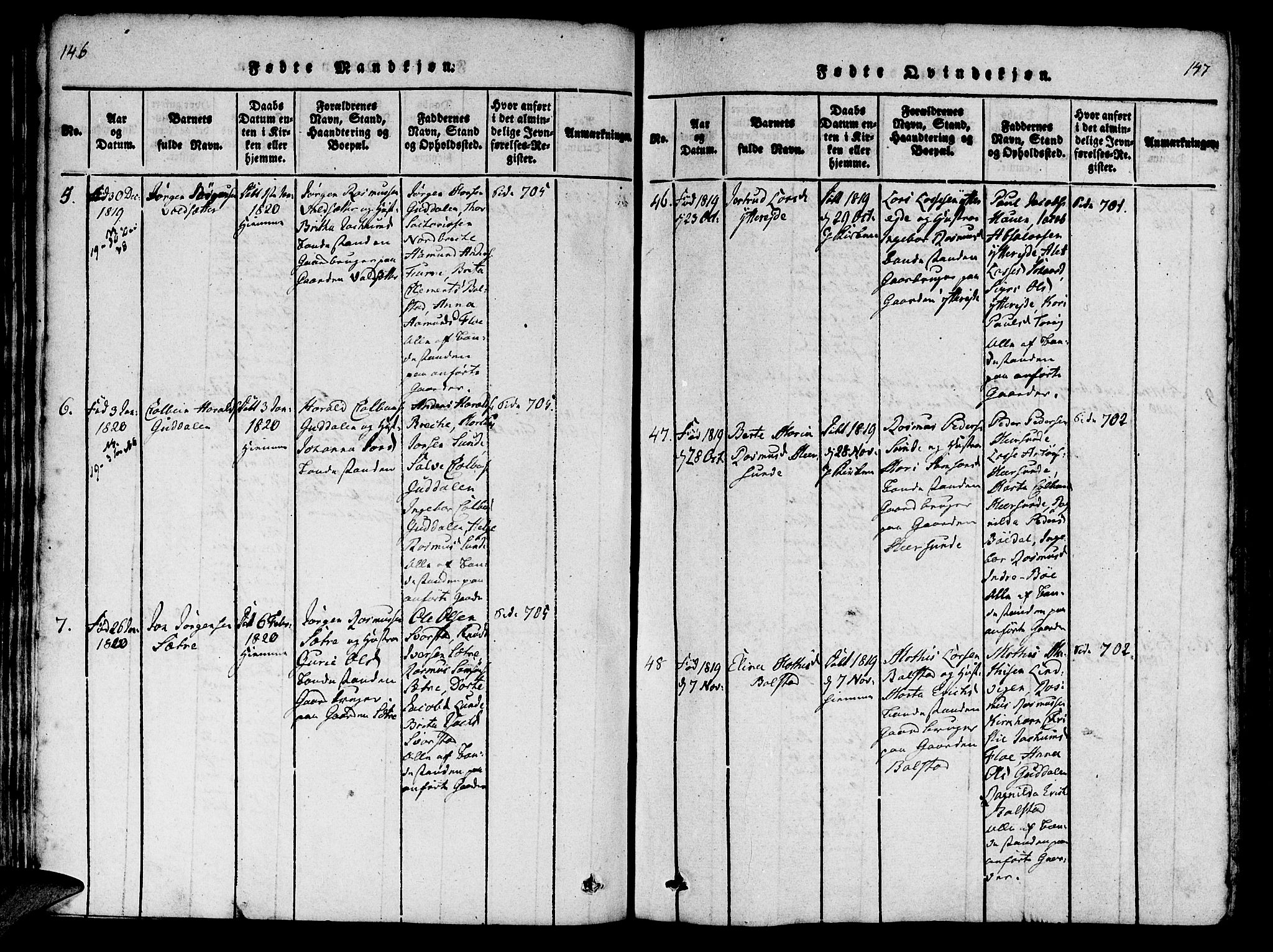 Innvik sokneprestembete, AV/SAB-A-80501: Parish register (official) no. A 2, 1816-1821, p. 146-147