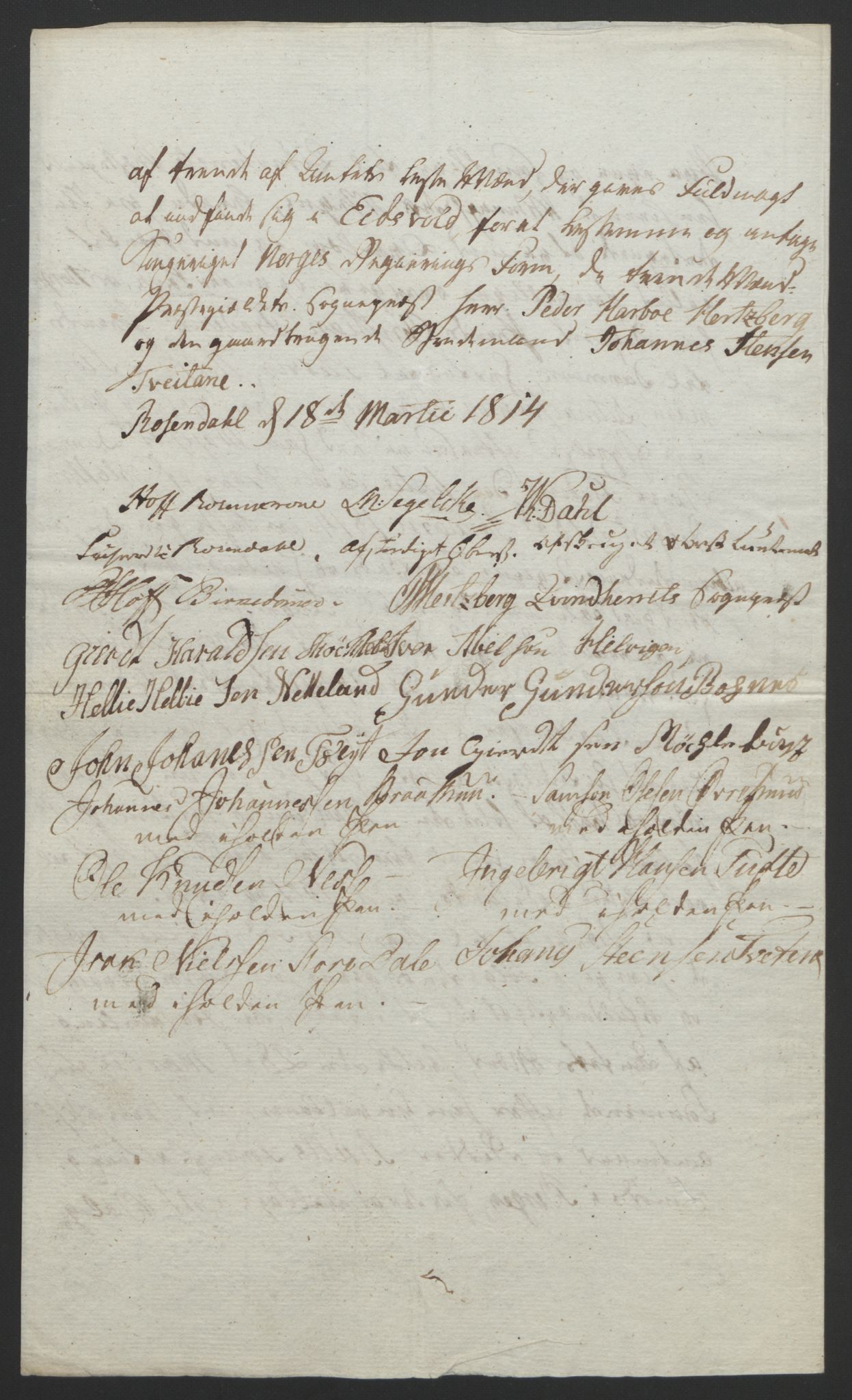 Statsrådssekretariatet, RA/S-1001/D/Db/L0008: Fullmakter for Eidsvollsrepresentantene i 1814. , 1814, p. 288