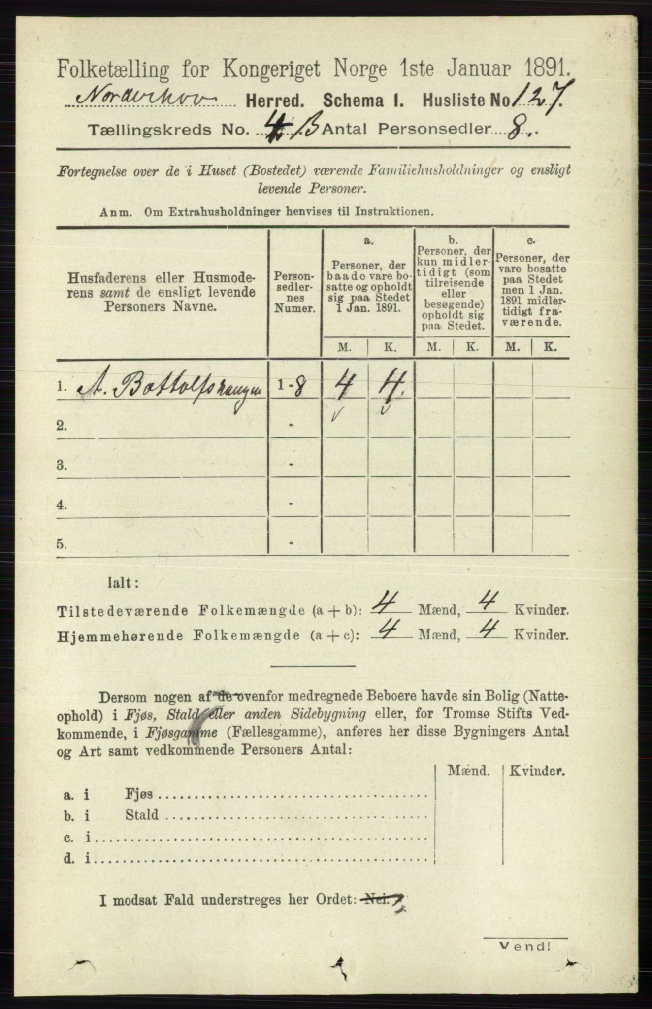 RA, 1891 census for 0613 Norderhov, 1891, p. 1995