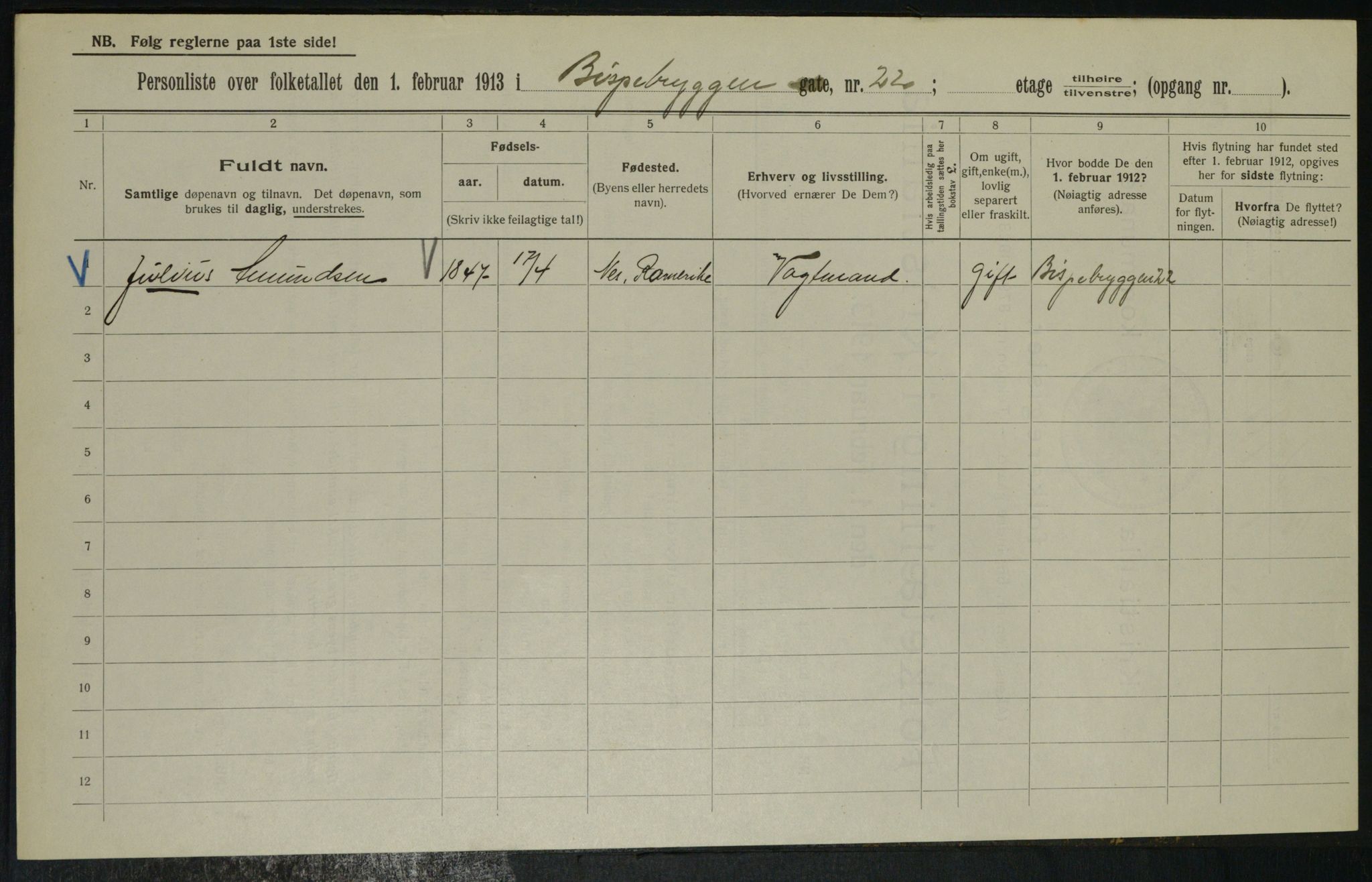 OBA, Municipal Census 1913 for Kristiania, 1913, p. 5208