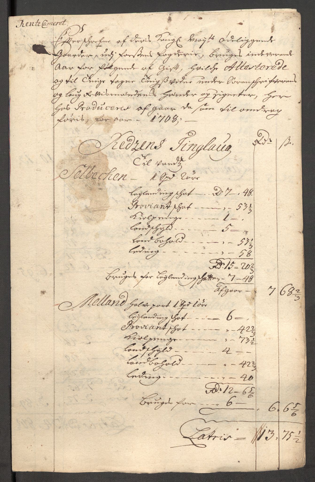 Rentekammeret inntil 1814, Reviderte regnskaper, Fogderegnskap, RA/EA-4092/R57/L3858: Fogderegnskap Fosen, 1708-1709, p. 165