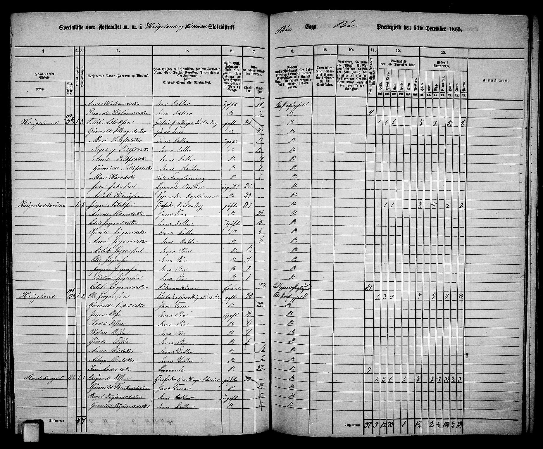 RA, 1865 census for Bø, 1865, p. 122