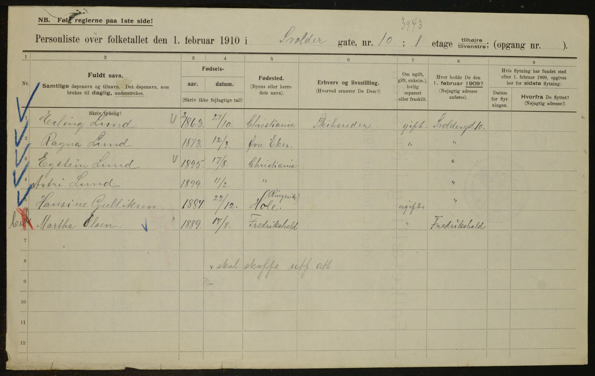 OBA, Municipal Census 1910 for Kristiania, 1910, p. 100788