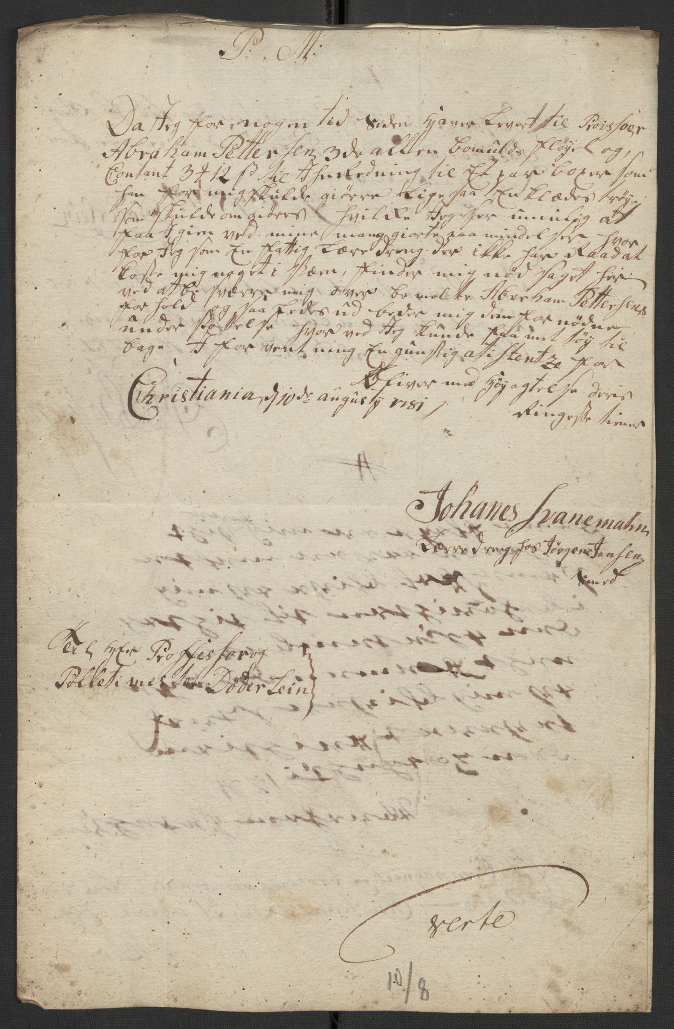 Oslo politidistrikt, AV/SAO-A-10085/D/Da/L0003: Innkomne brev, pro memoria m.v., 1781, p. 170