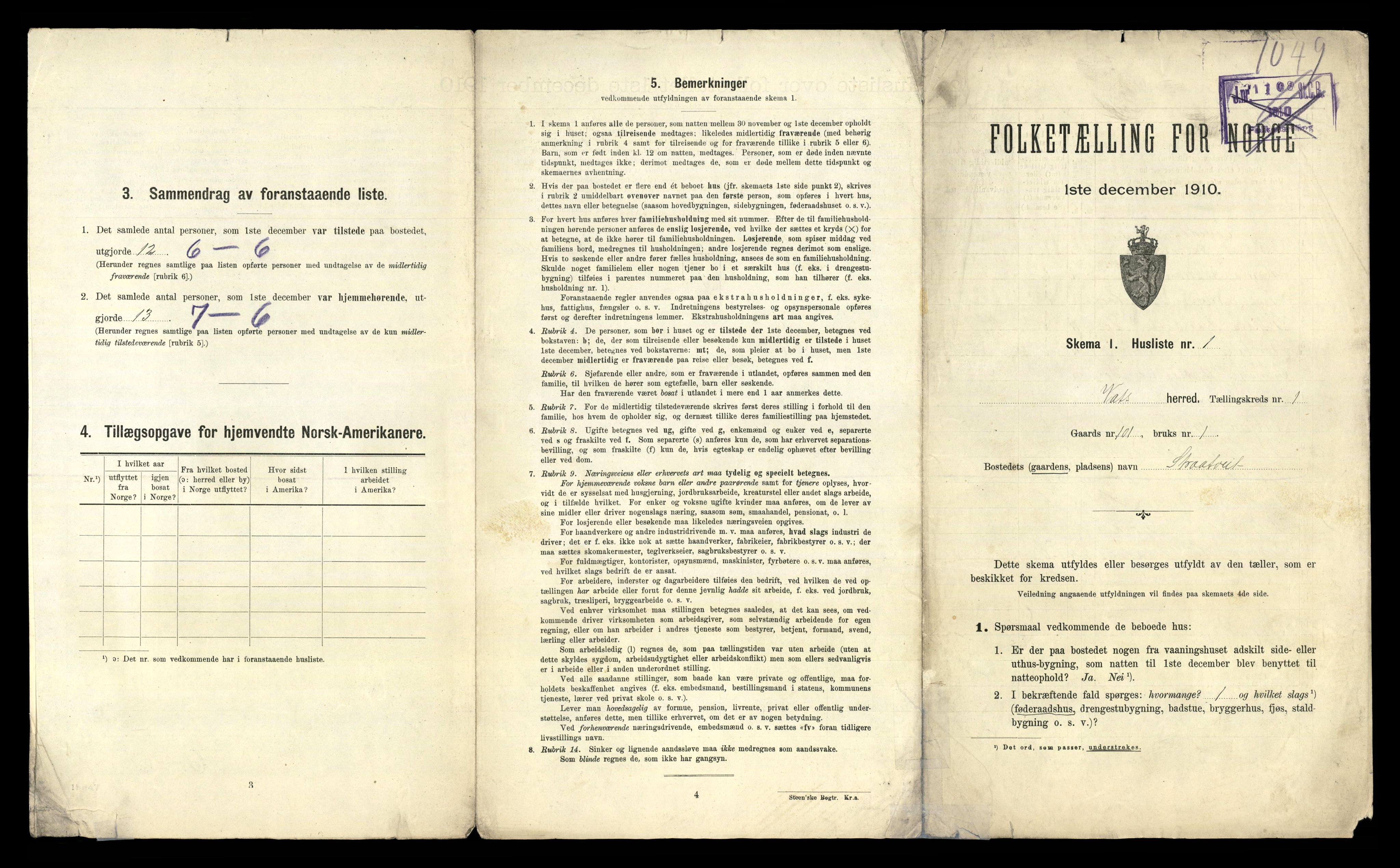 RA, 1910 census for Vats, 1910, p. 28