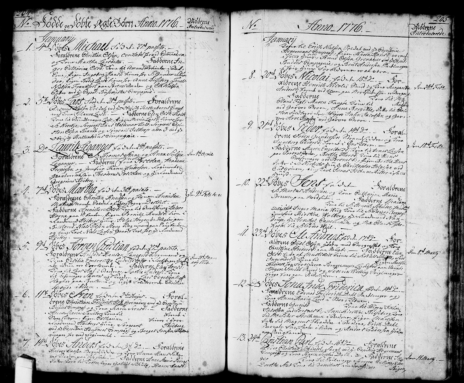 Halden prestekontor Kirkebøker, SAO/A-10909/F/Fa/L0001: Parish register (official) no. I 1, 1758-1791, p. 204-205