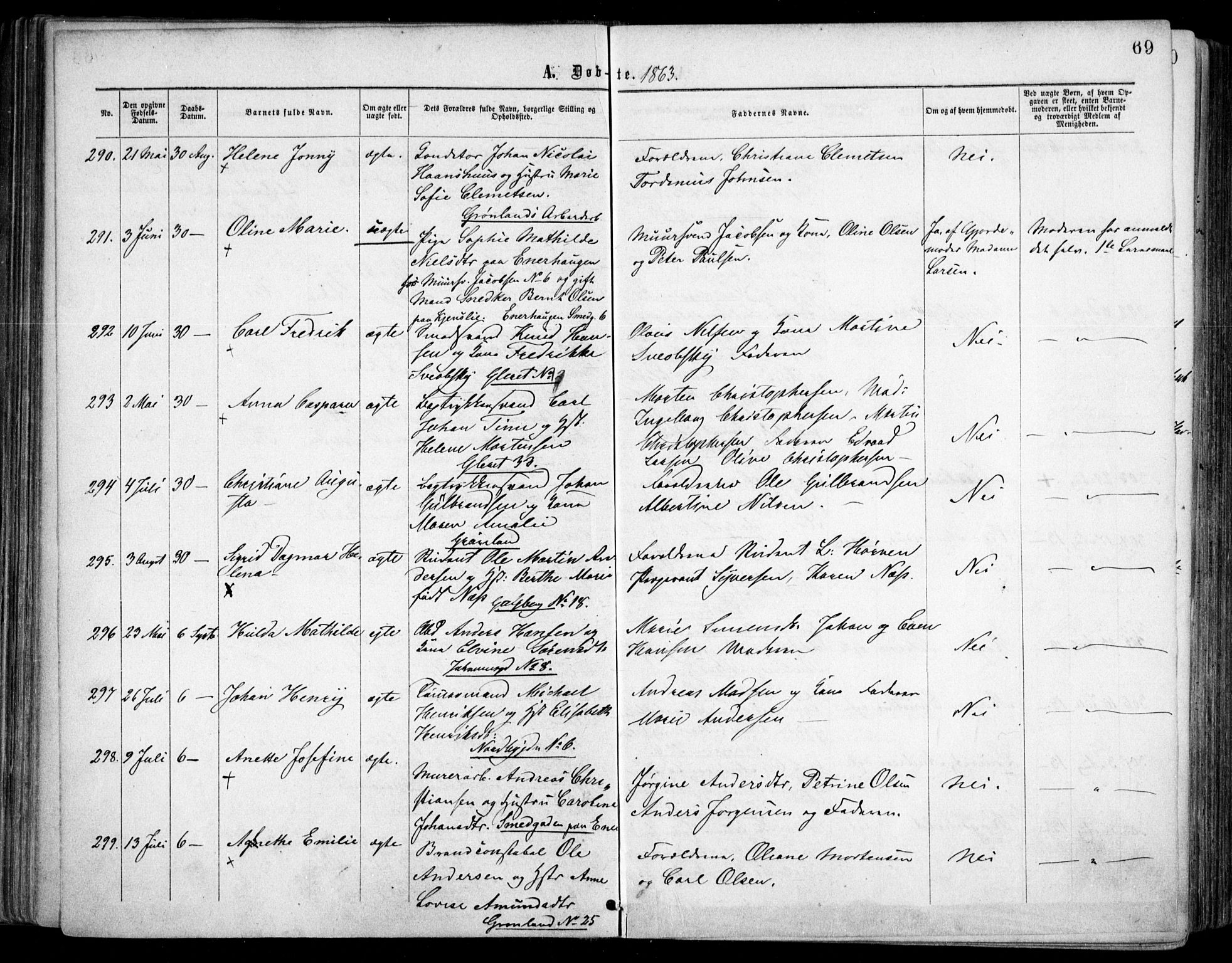 Grønland prestekontor Kirkebøker, SAO/A-10848/F/Fa/L0002: Parish register (official) no. 2, 1862-1868, p. 69
